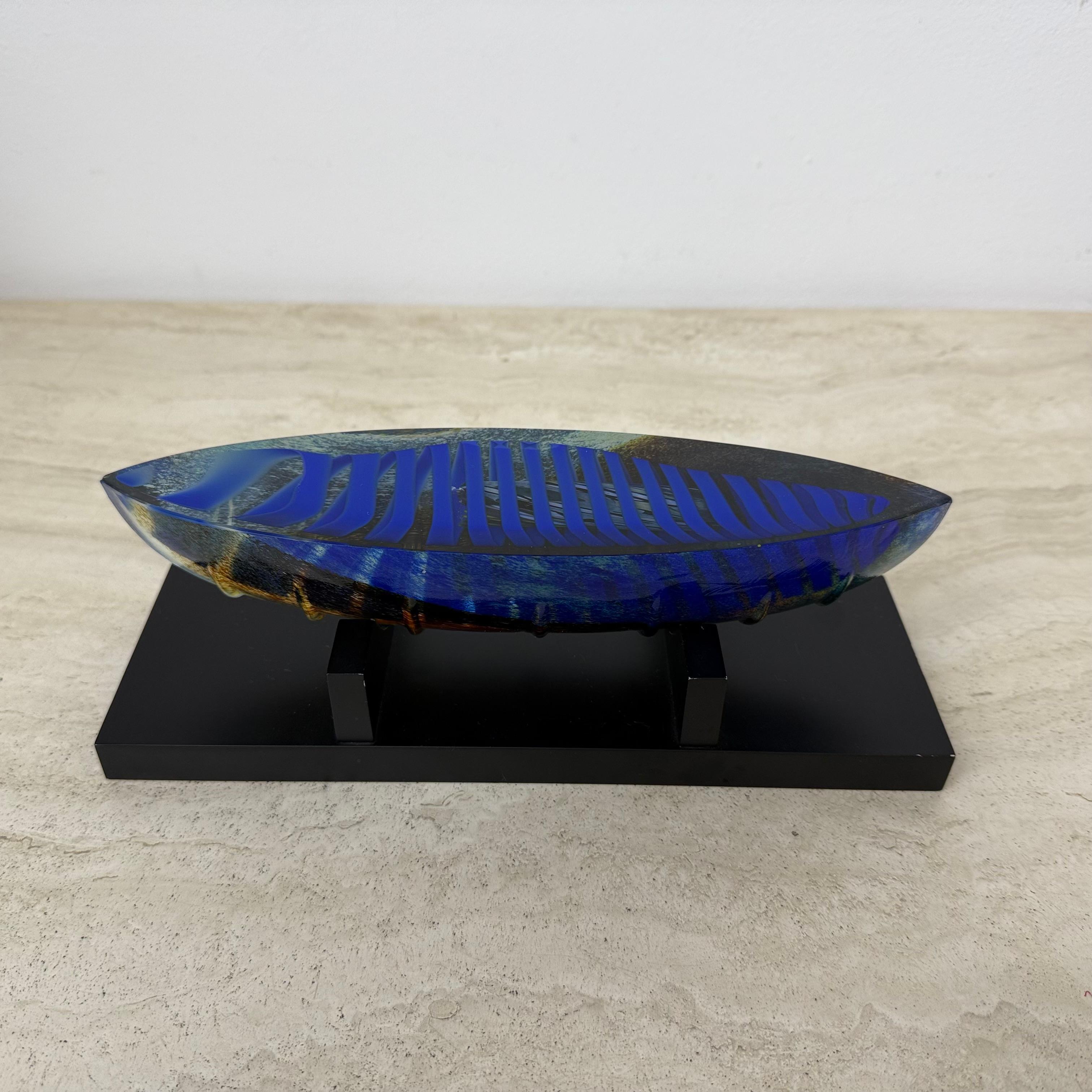 Late 20th Century Bertil Vallien for Kosta Boda Large glass boat sculpture Limited edition 300 For Sale