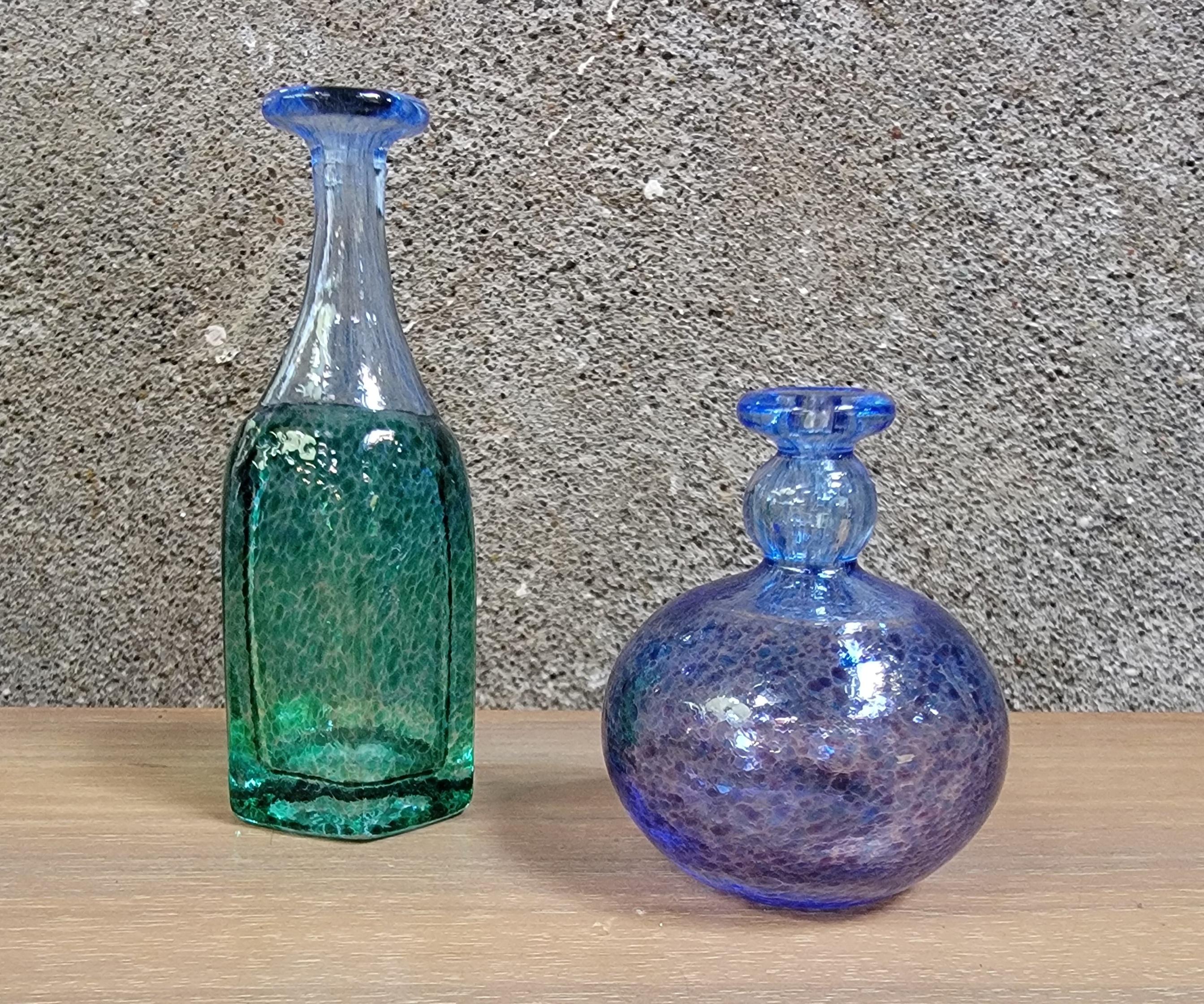 20th Century Bertil Vallien for Kosta Boda Mini Blown Art Glass Vases (2) For Sale
