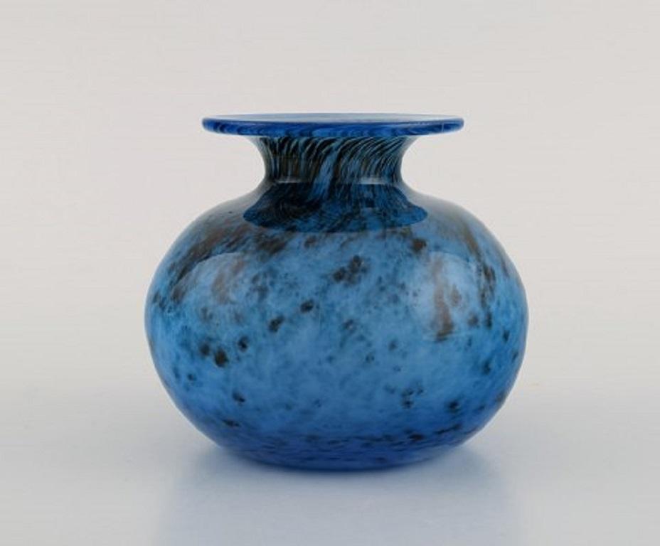 Scandinavian Modern Bertil Vallien for Kosta Boda, Vase in Blue Mouth-Blown Art Glass