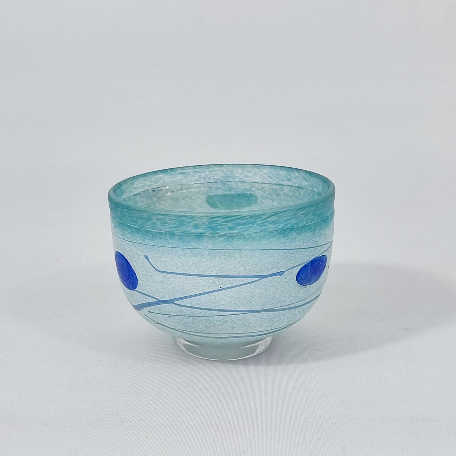 Mid-Century Modern Bertil Vallien Galaxy Blue Glass Bowl, Kosta Boda Sweden, 1980s For Sale