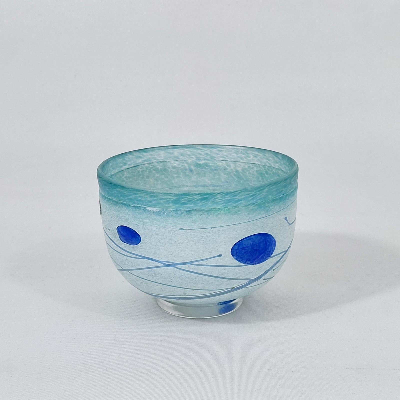 Swedish Bertil Vallien Galaxy Blue Glass Bowl, Kosta Boda Sweden, 1980s For Sale