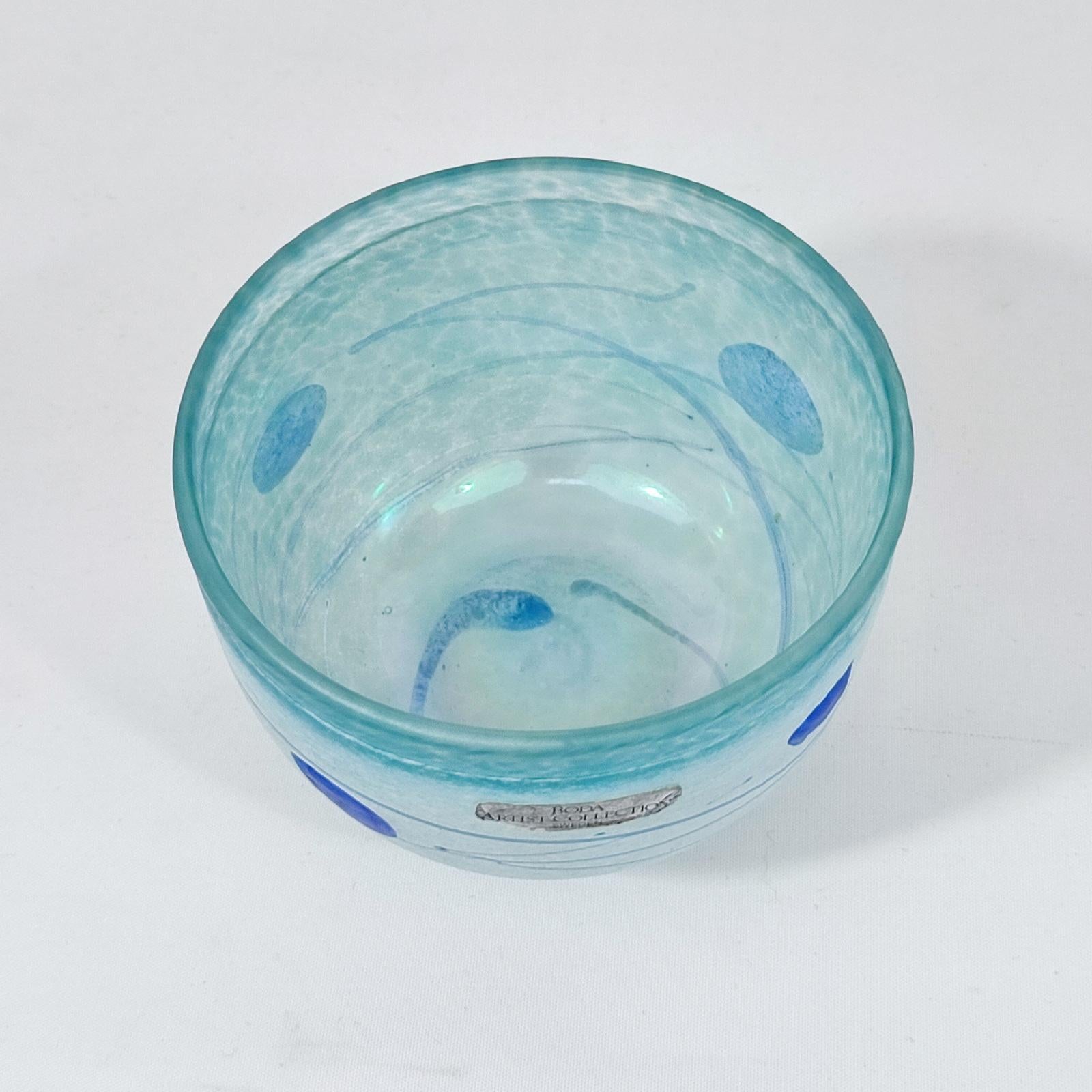 Blown Glass Bertil Vallien Galaxy Blue Glass Bowl, Kosta Boda Sweden, 1980s For Sale