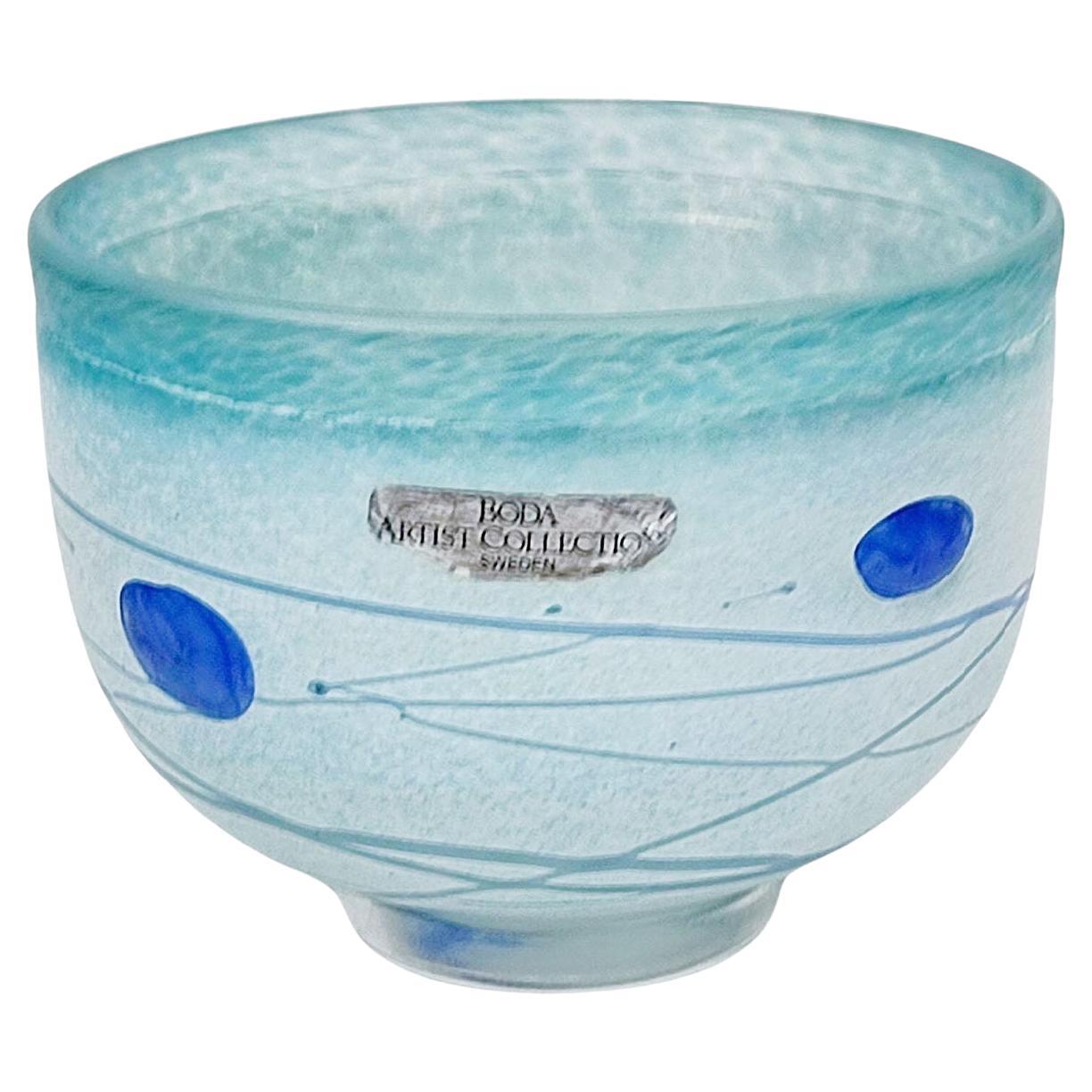Bertil Vallien Galaxy Blue Glass Bowl, Kosta Boda Sweden, 1980s For Sale
