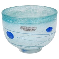 Antique Bertil Vallien Galaxy Blue Glass Bowl, Kosta Boda Sweden, 1980s