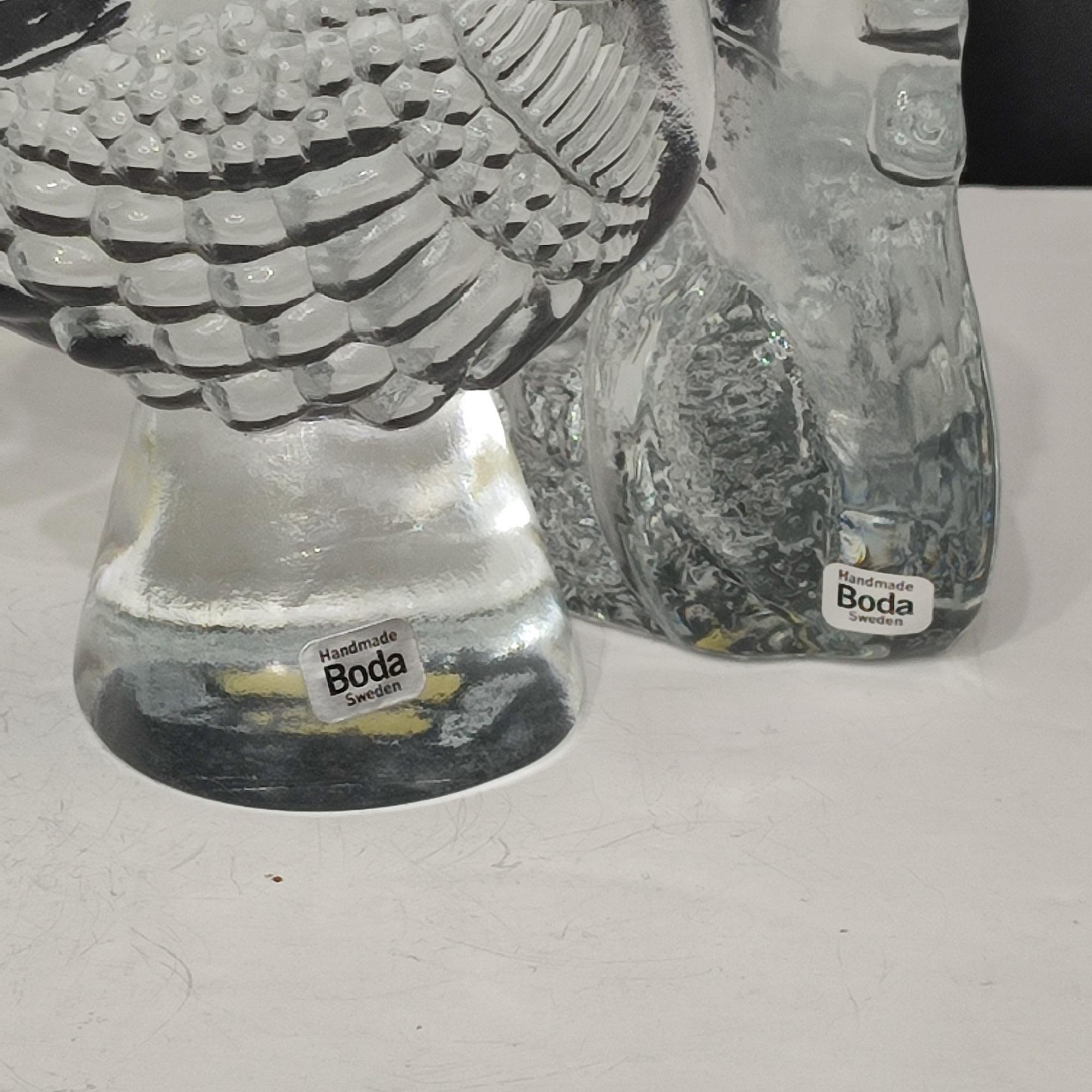 Bertil Vallien - Figurines en verre représentant un coq et une poule, série Zoo, Boda Suède en vente 2