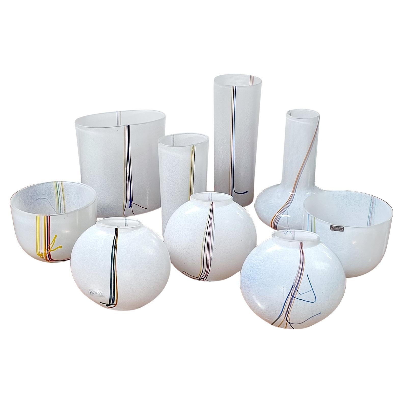 Vases en verre de Bertil Vallien, The Collective of Nine Pieces, Suède Mid-Century Modernity