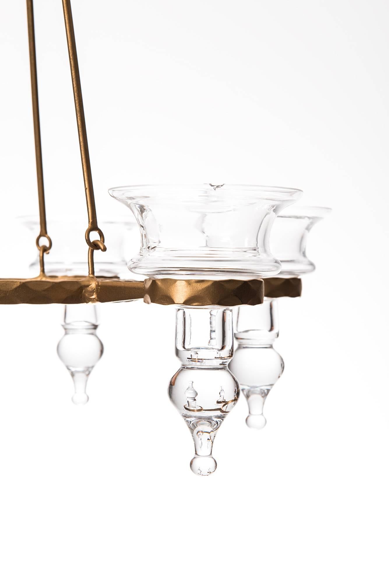 Chandelier / hanging candelabra designed by Bertil Vallien. Produced by Boda Smide in Sweden.