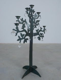 Bertil Vallien Iron Candelabrum, Tree of Life Design, Boda Smide, Sweden