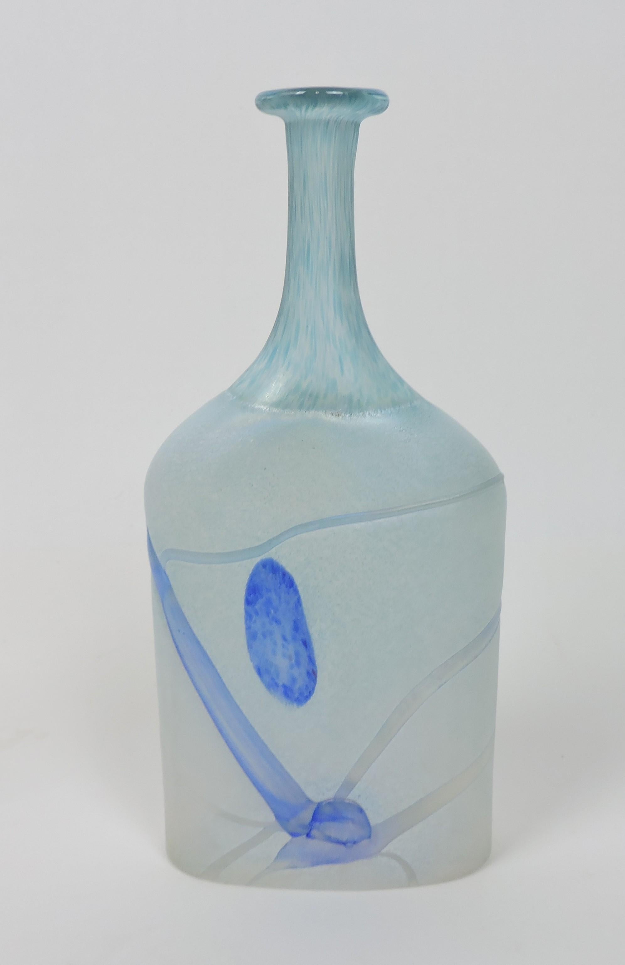 Mid-Century Modern Bertil Vallien Kosta Boda Glass Vase Galaxy Blue Series 1980s Artists Collection For Sale
