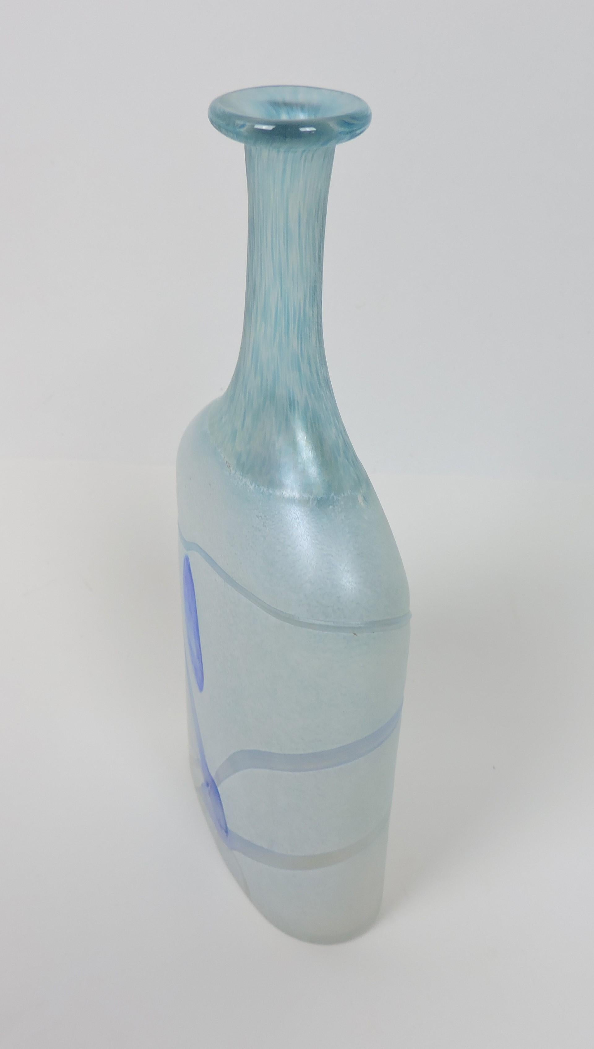 Swedish Bertil Vallien Kosta Boda Glass Vase Galaxy Blue Series 1980s Artists Collection For Sale