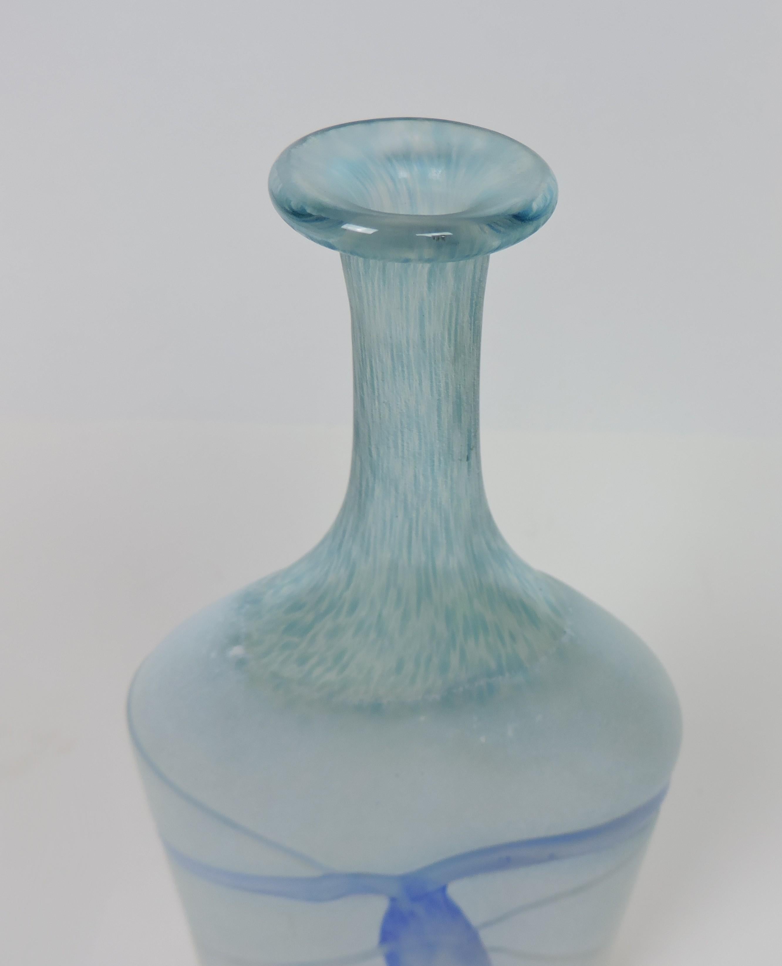 Hand-Crafted Bertil Vallien Kosta Boda Glass Vase Galaxy Blue Series 1980s Artists Collection For Sale