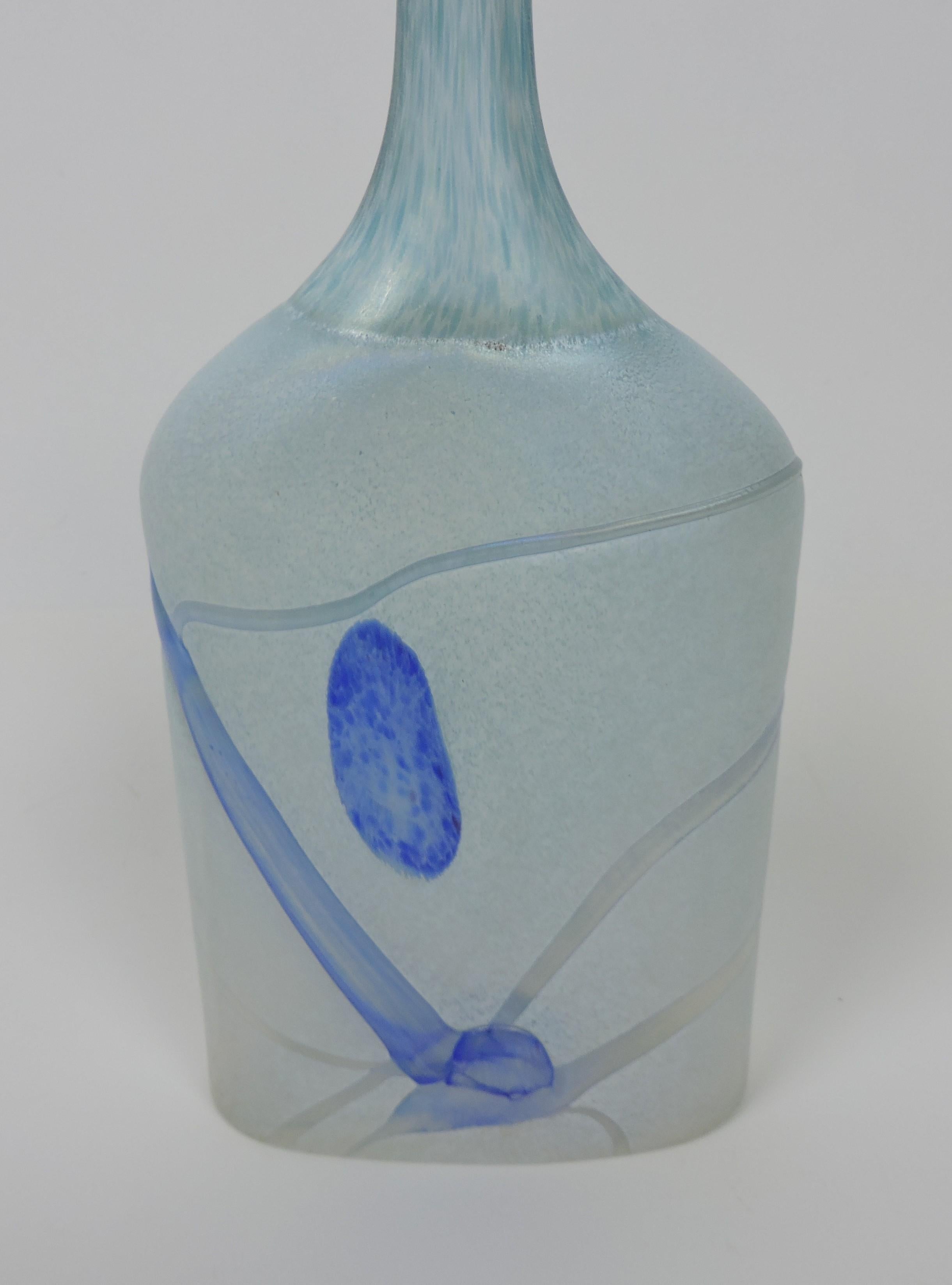 Bertil Vallien Kosta Boda Glass Vase Galaxy Blue Series 1980s Artists Collection In Good Condition For Sale In Chesterfield, NJ