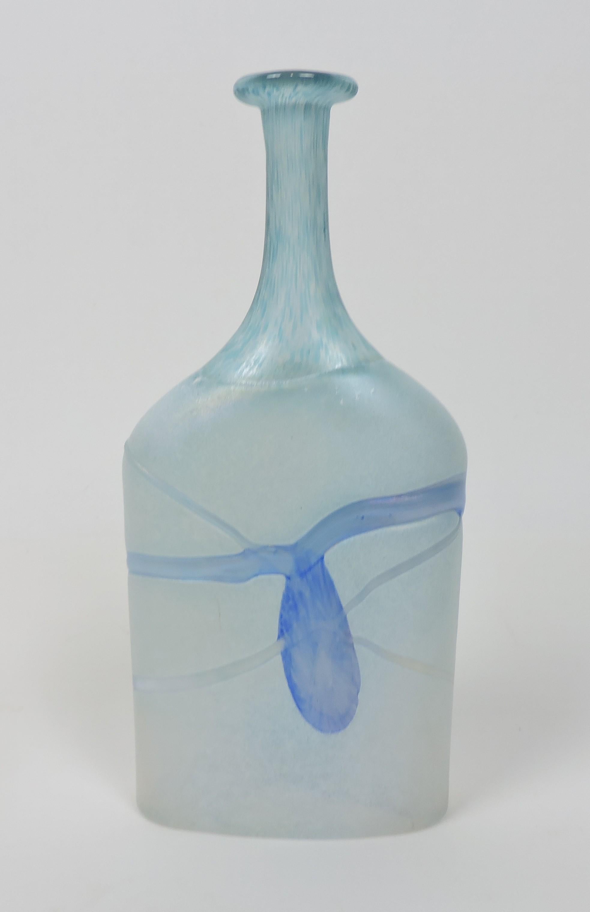 Bertil Vallien Kosta Boda Glass Vase Galaxy Blue Series 1980s Artists Collection For Sale 2
