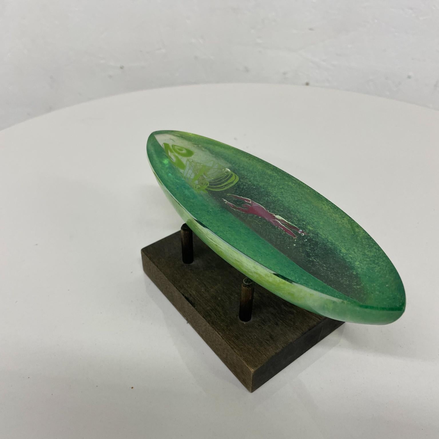 Contemporary Bertil Vallien Kosta Boda Modern Green Boat with Man Swedish Art Glass Sculpture