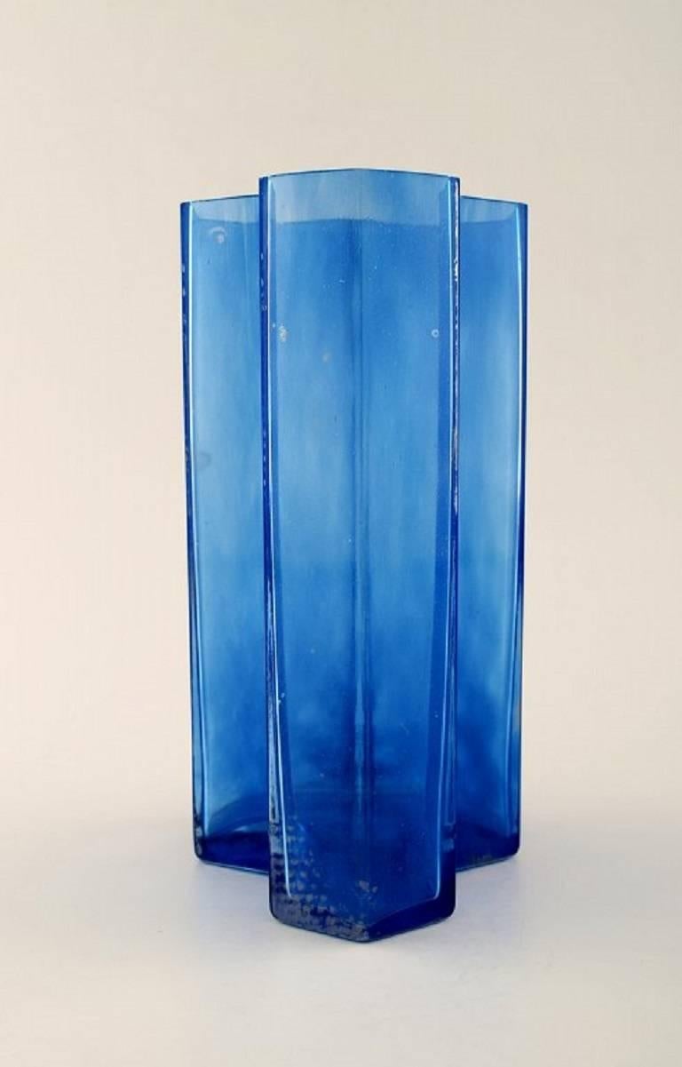 Bertil Vallien, Kosta Boda, "Mosaic" Vase of Blue Glass Art