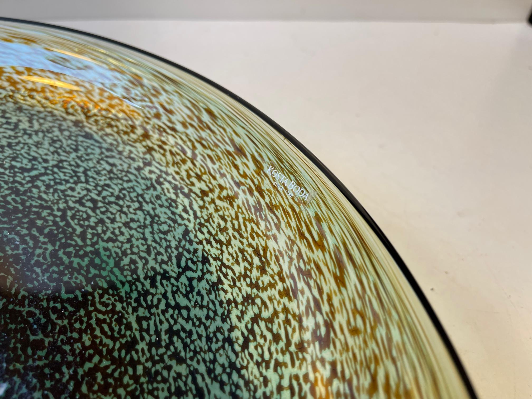 Bertil Vallien Large Art Glass Meteor Dish for Kosta Boda 3
