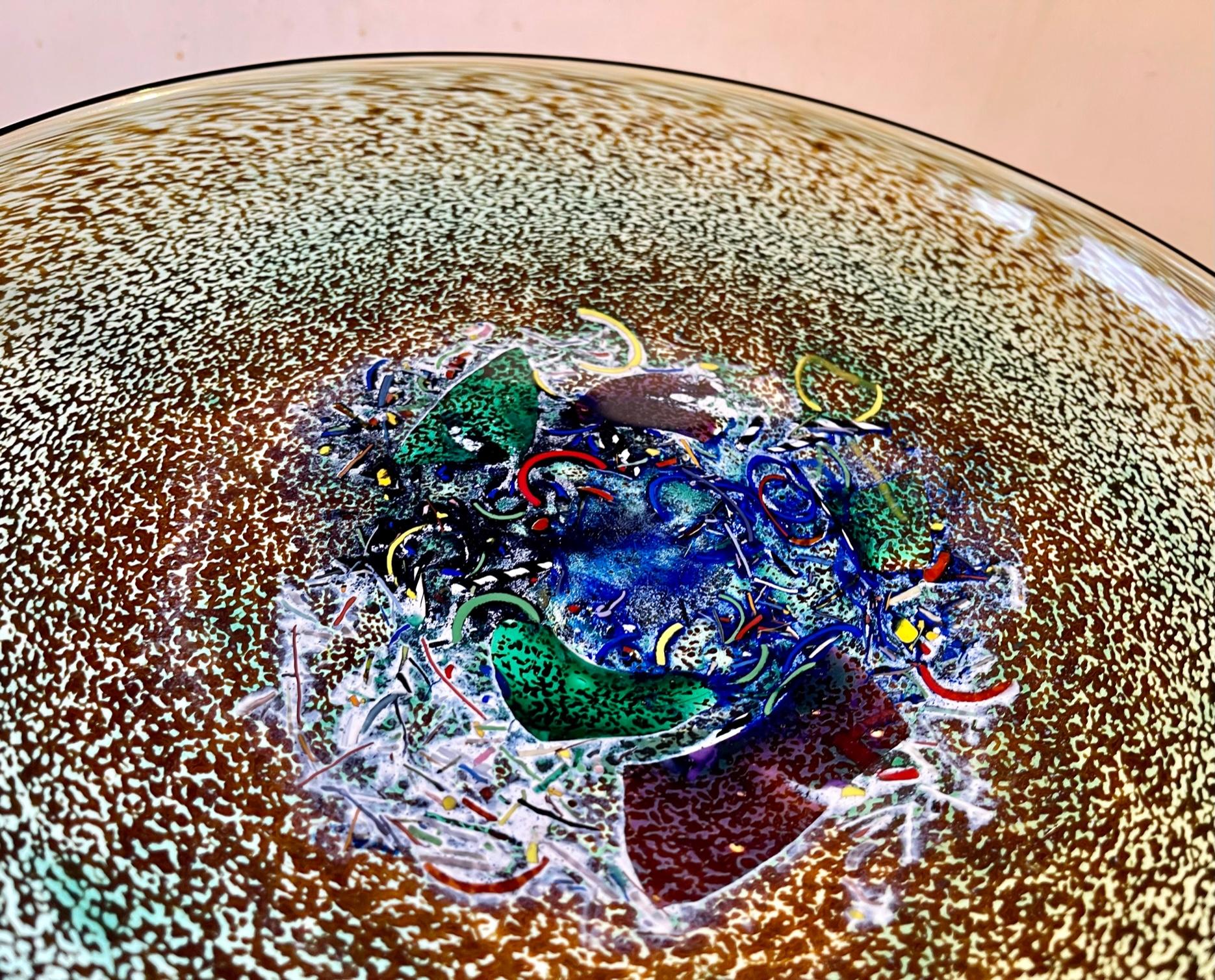 Modern Bertil Vallien Large Art Glass Meteor Dish for Kosta Boda