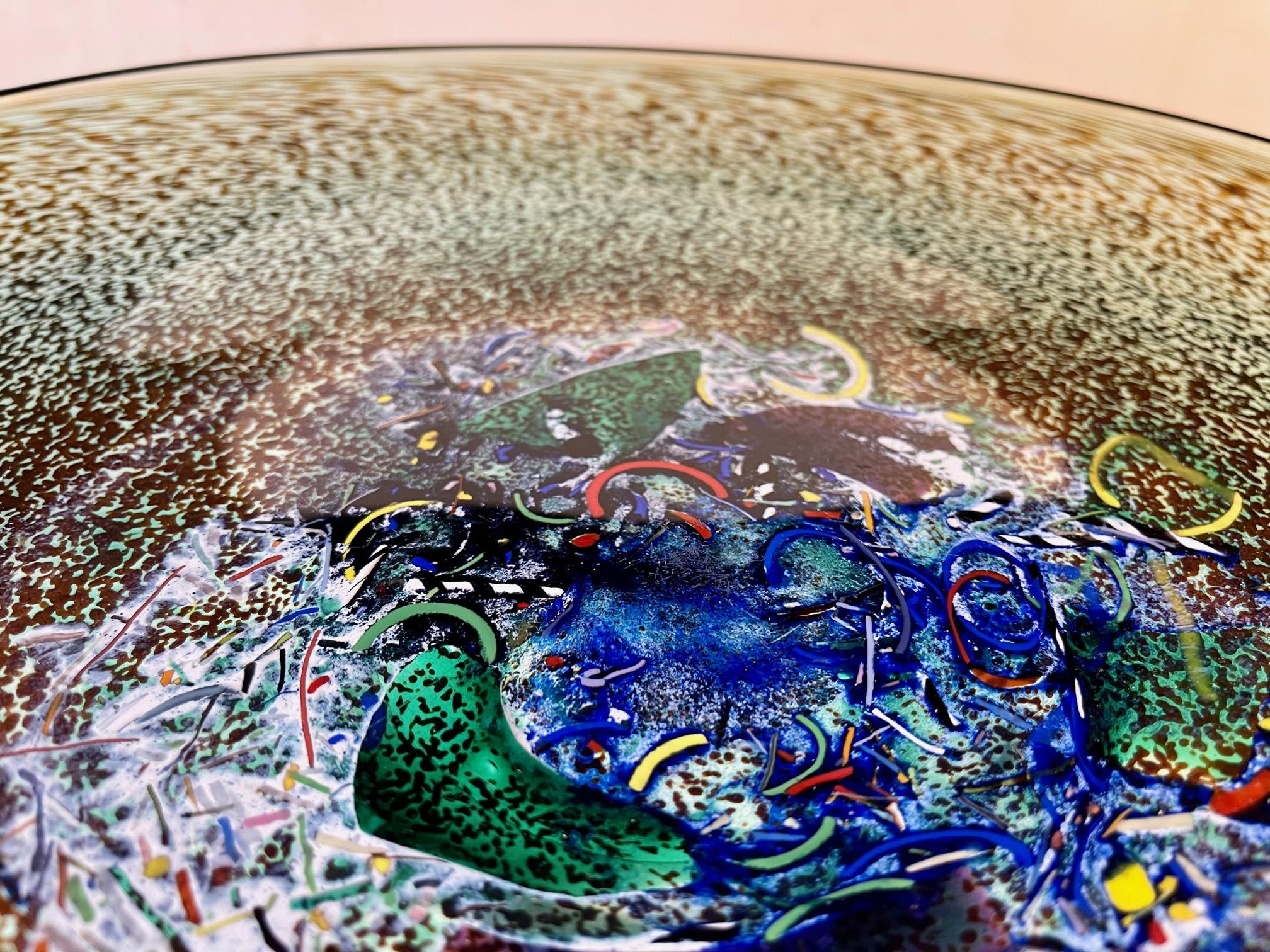 Bertil Vallien Large Art Glass Meteor Dish for Kosta Boda 2