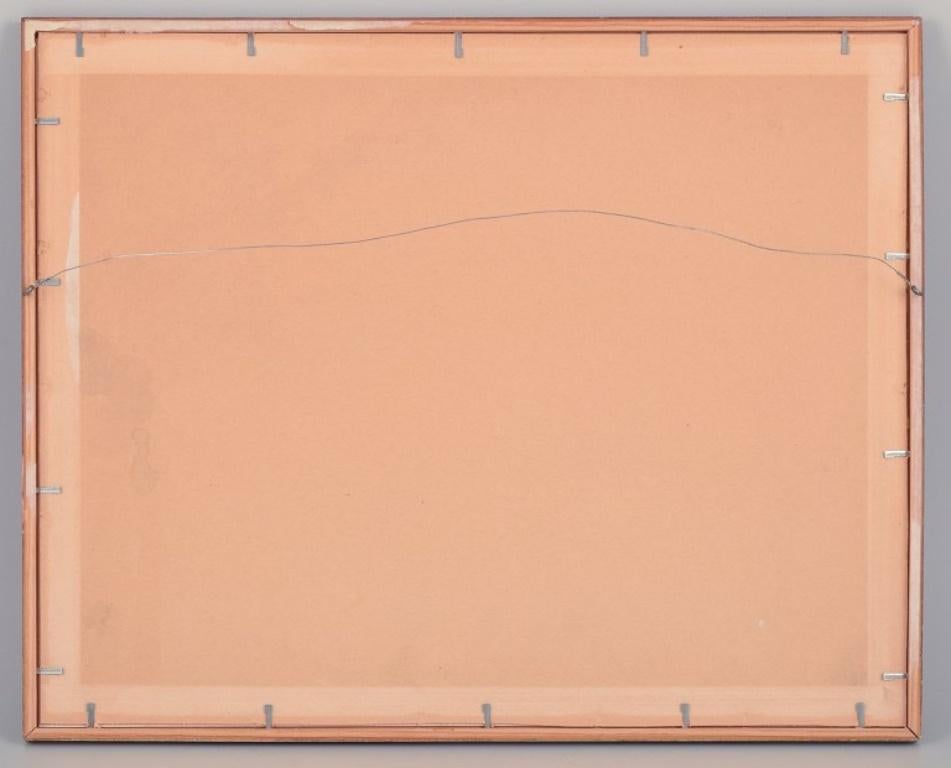 Milieu du XXe siècle Bertil Wahlberg, artiste suédois classé Pastel sur papier. Composition figurative en vente