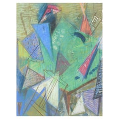 Bertil Wahlberg. Pastel sobre papel. Colorida composición abstracta. 1947