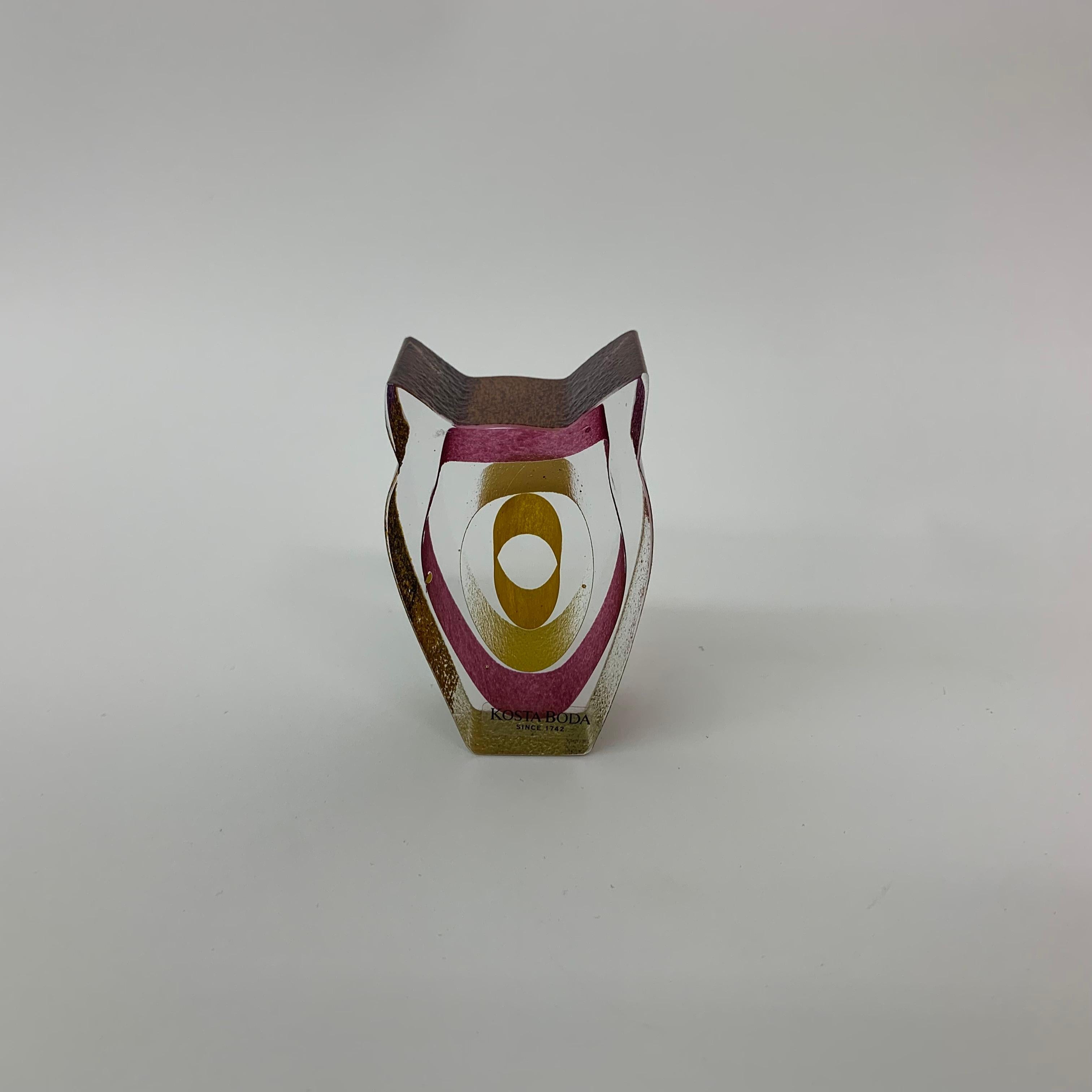 Gustavian Bertill Vallien for Kosta Boda Sweden Mini Sculpture Owl ”Night Eyes”