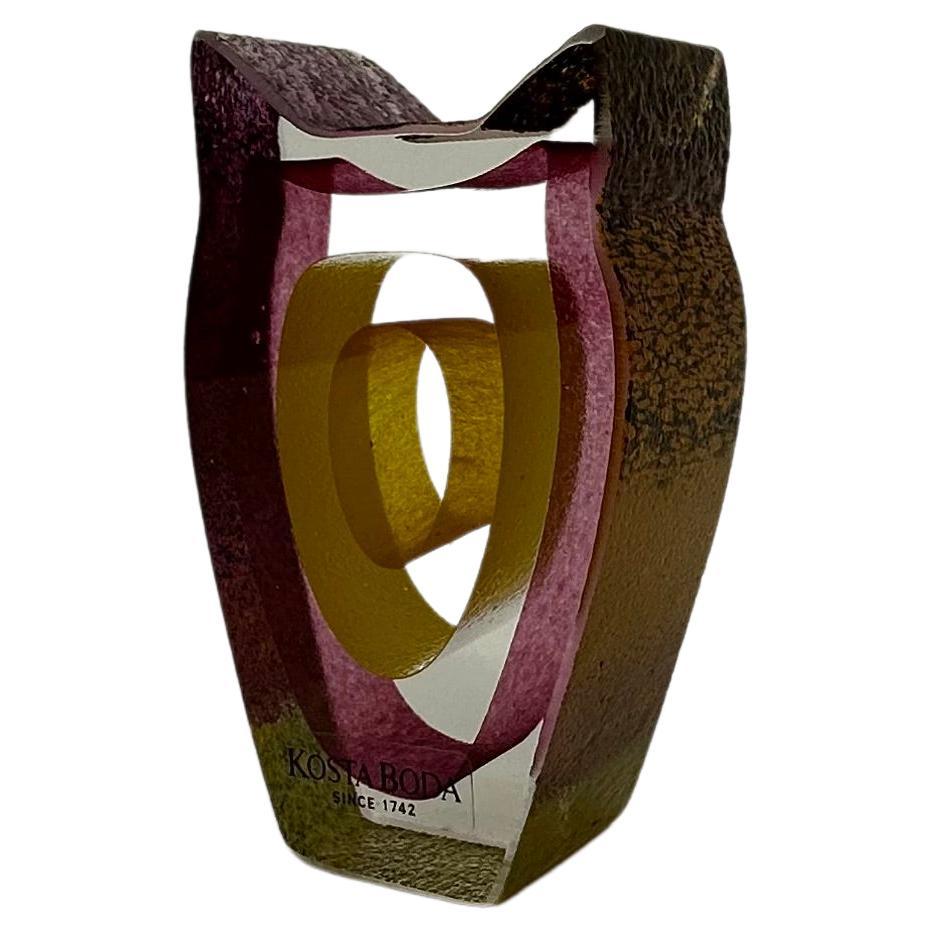 Bertill Vallien pour Kosta Boda, petite sculpture « Owl Night Eyes » (Œuvres de nuit) en vente