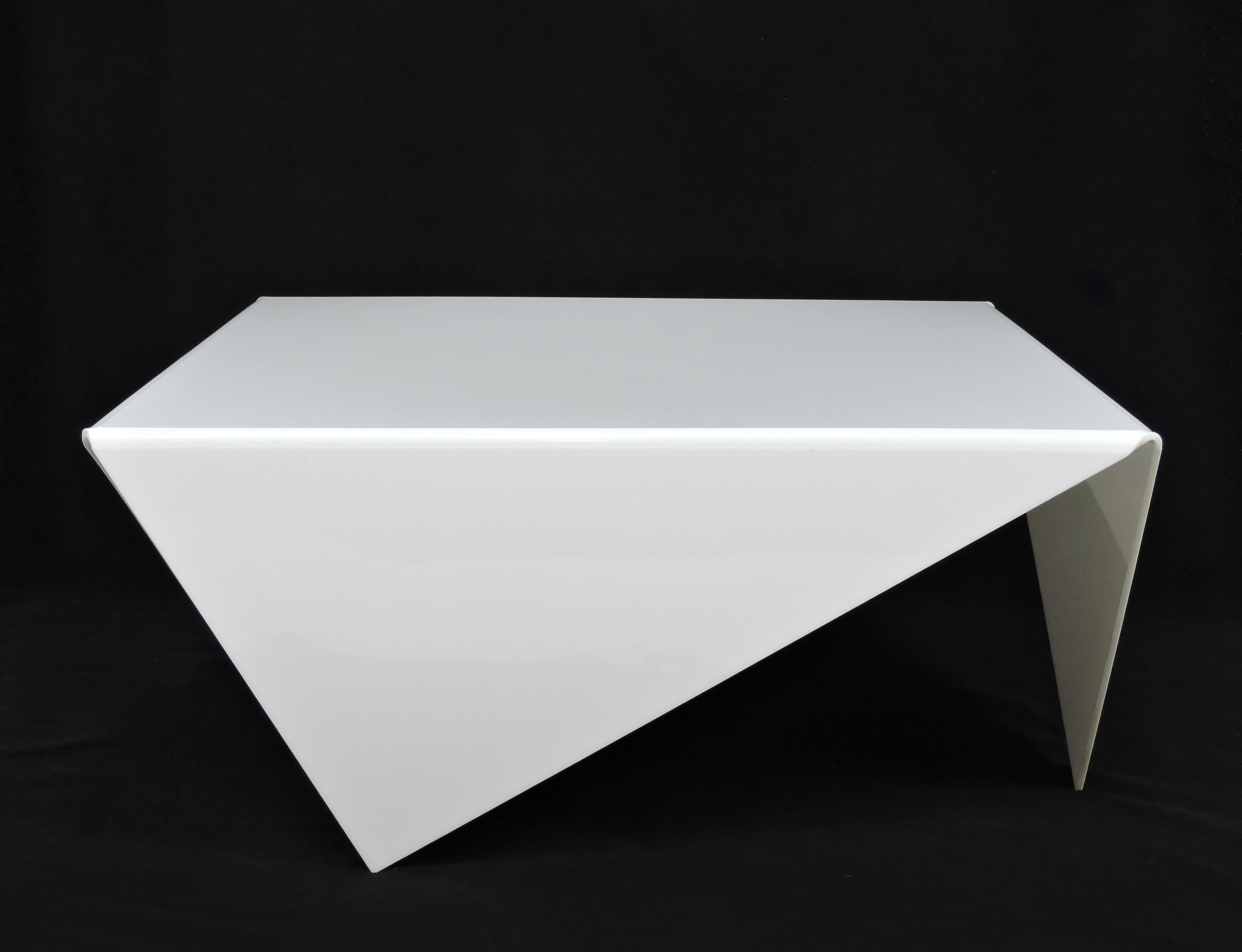 American Bertin France Mouchoir Style Mid-Century Modern White Acrylic Coffee Table