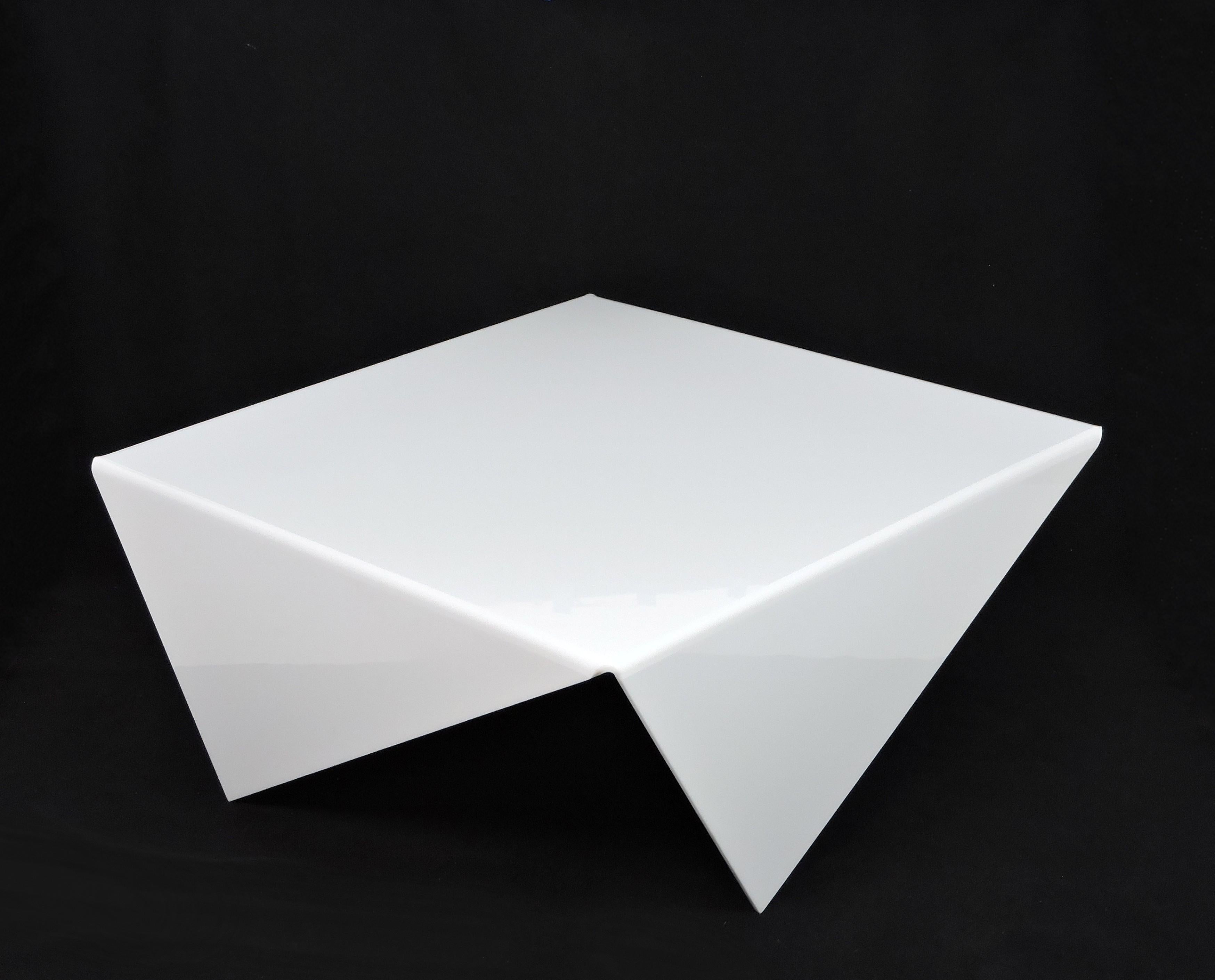 Late 20th Century Bertin France Mouchoir Style Mid-Century Modern White Acrylic Coffee Table