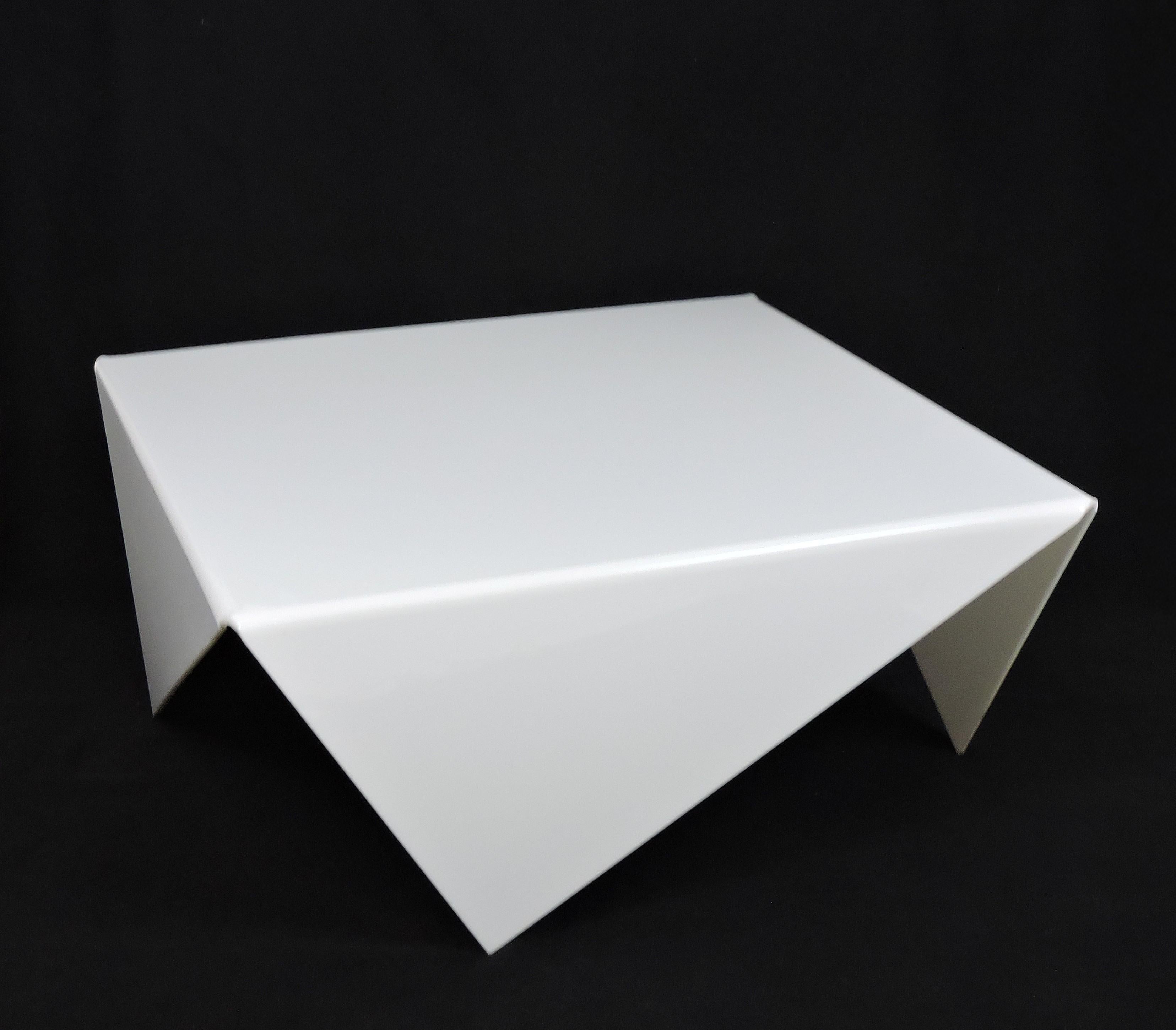 Bertin France Mouchoir Style Mid-Century Modern White Acrylic Coffee Table 1