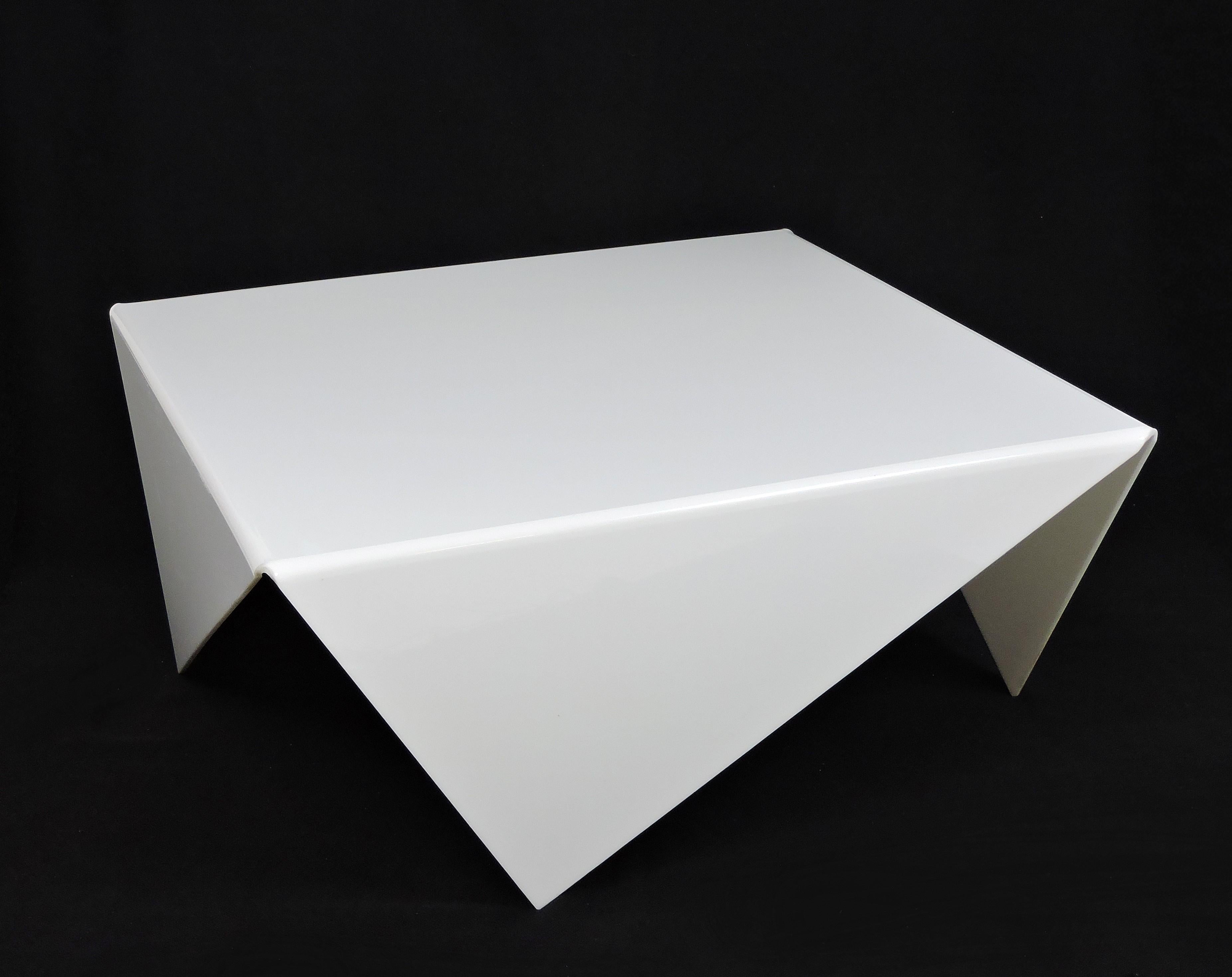 Bertin France Mouchoir Style Mid-Century Modern White Acrylic Coffee Table 4