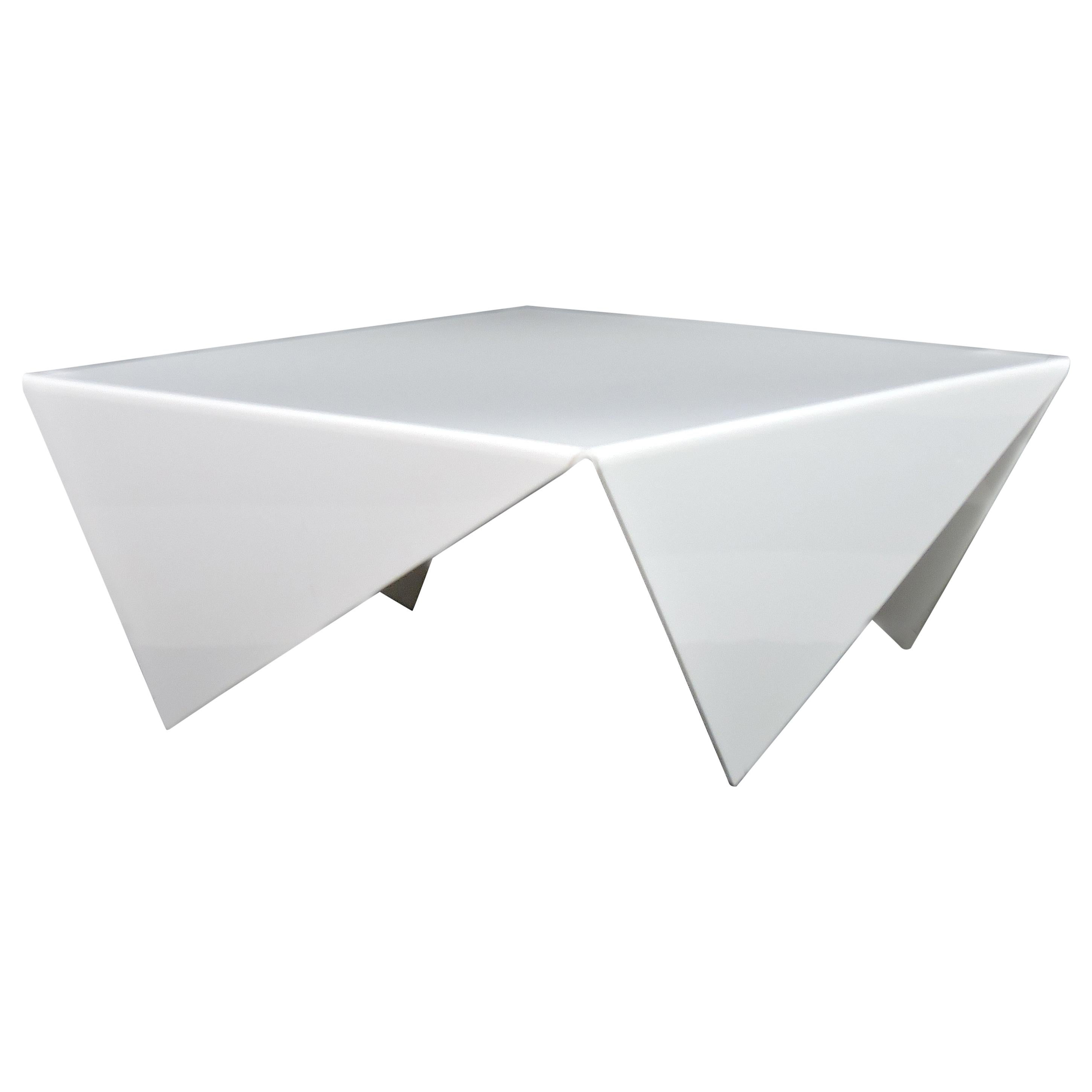 Bertin France Mouchoir Style Mid-Century Modern White Acrylic Coffee Table