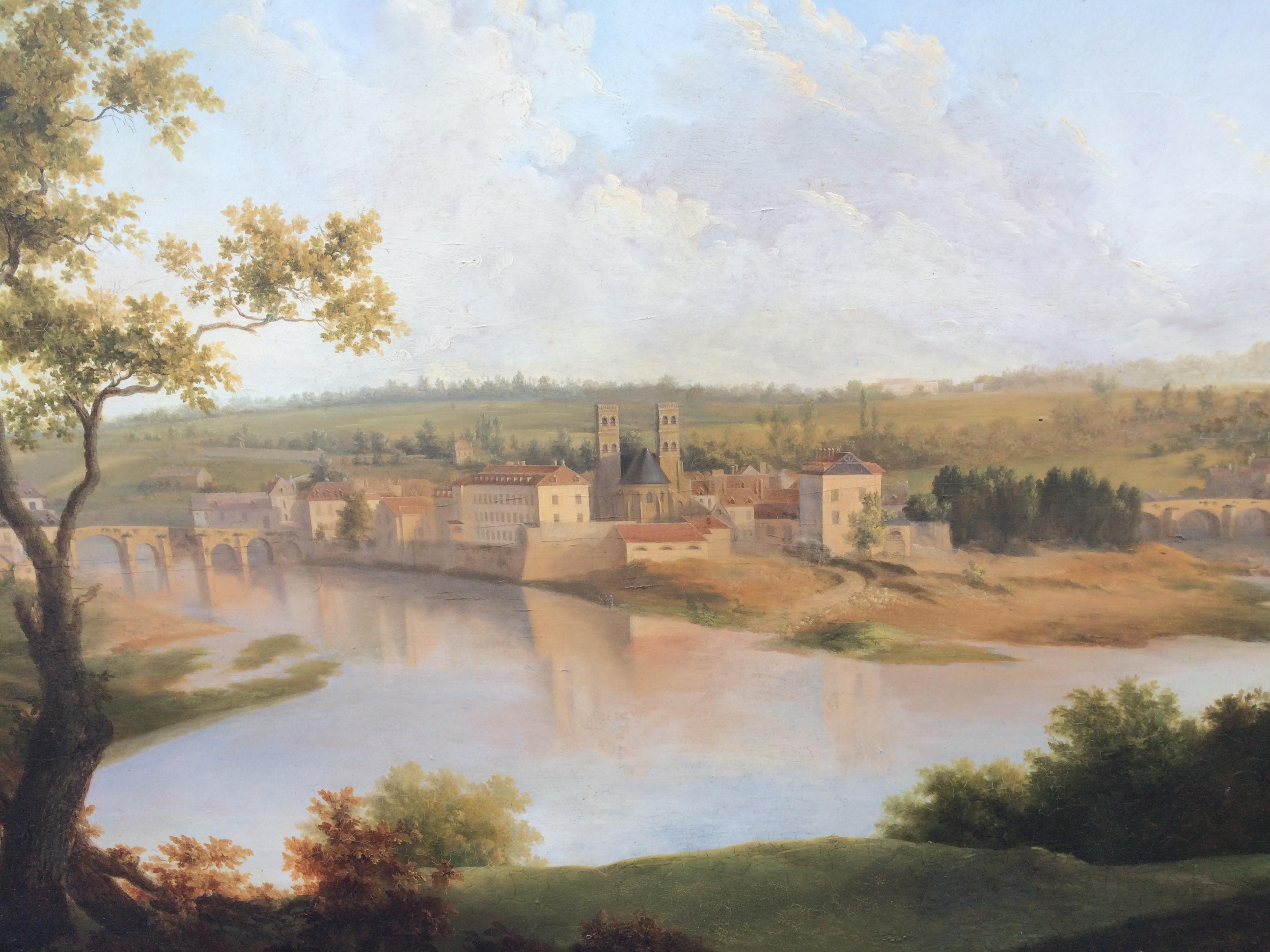 View Of A City, Animated Landscape by Jean Victor Bertin - Painting by Bertin Jean Victor