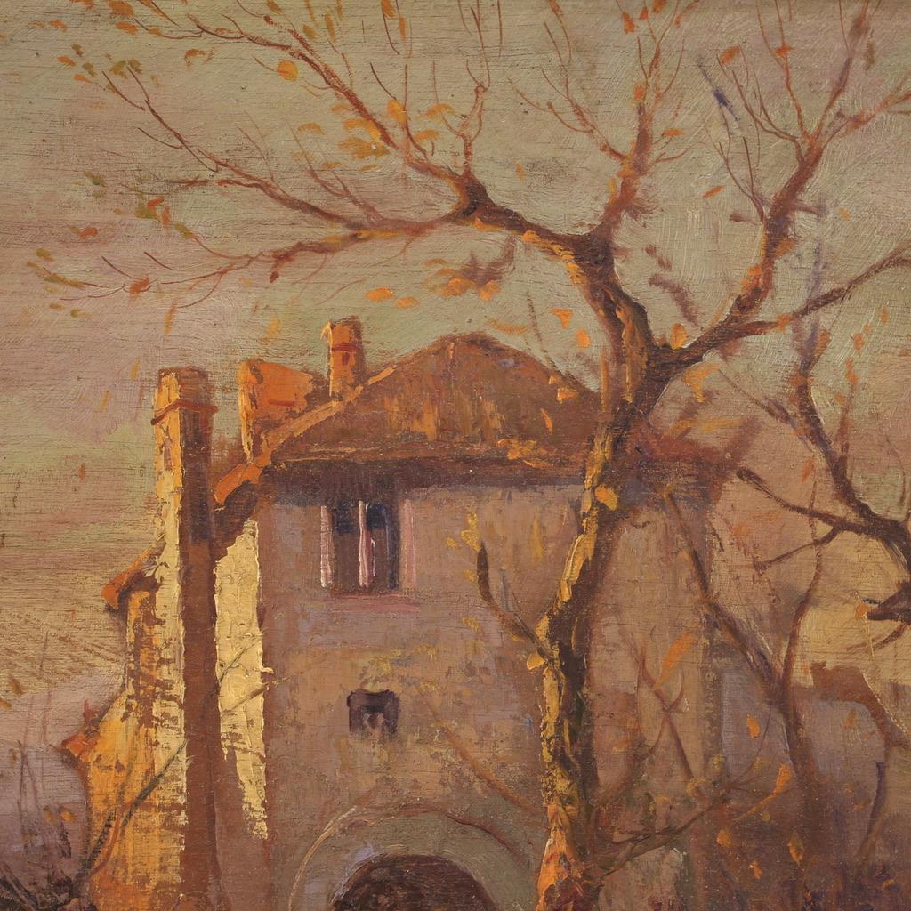 20. Jahrhundert Öl auf Karton Italienisch Signiert B. Ferrari Landschaftsgemälde, 1930 im Angebot 9