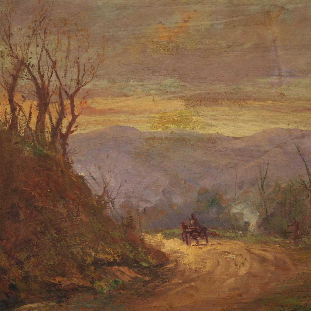 20. Jahrhundert Öl auf Karton Italienisch Signiert B. Ferrari Landschaftsgemälde, 1930 im Angebot 5
