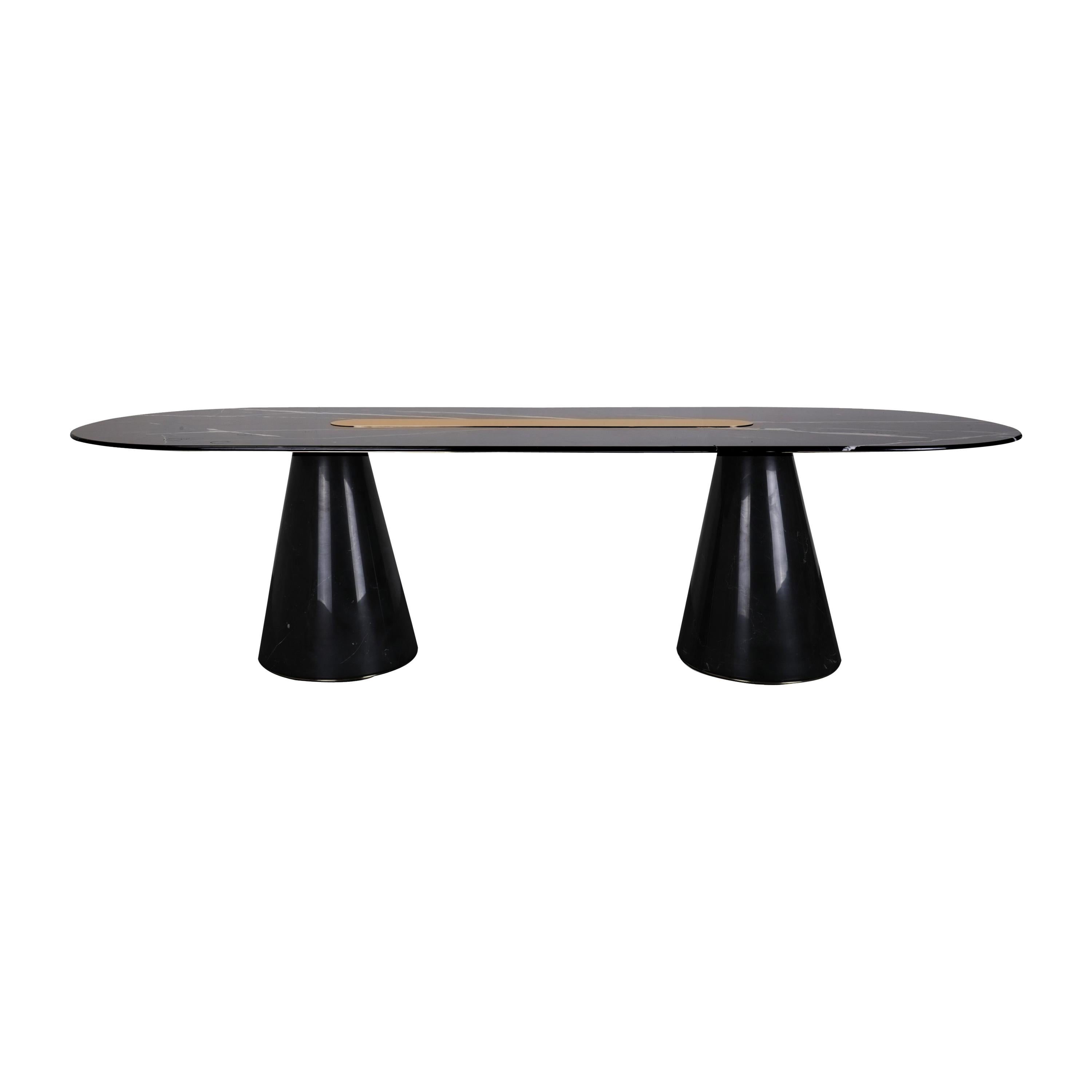 Bertoia Oval Dining Table in Nero Marquina Marble For Sale
