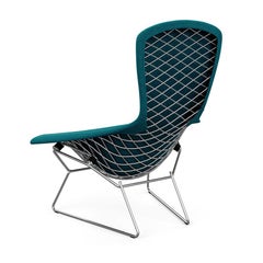 Bertoia Bird Chair in Cato/Blue Upholstery & Satin Chrome Frame