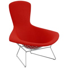 Bertoia Bird Chair in Cato/Fire Red Upholstery and Satin Chrome Frame