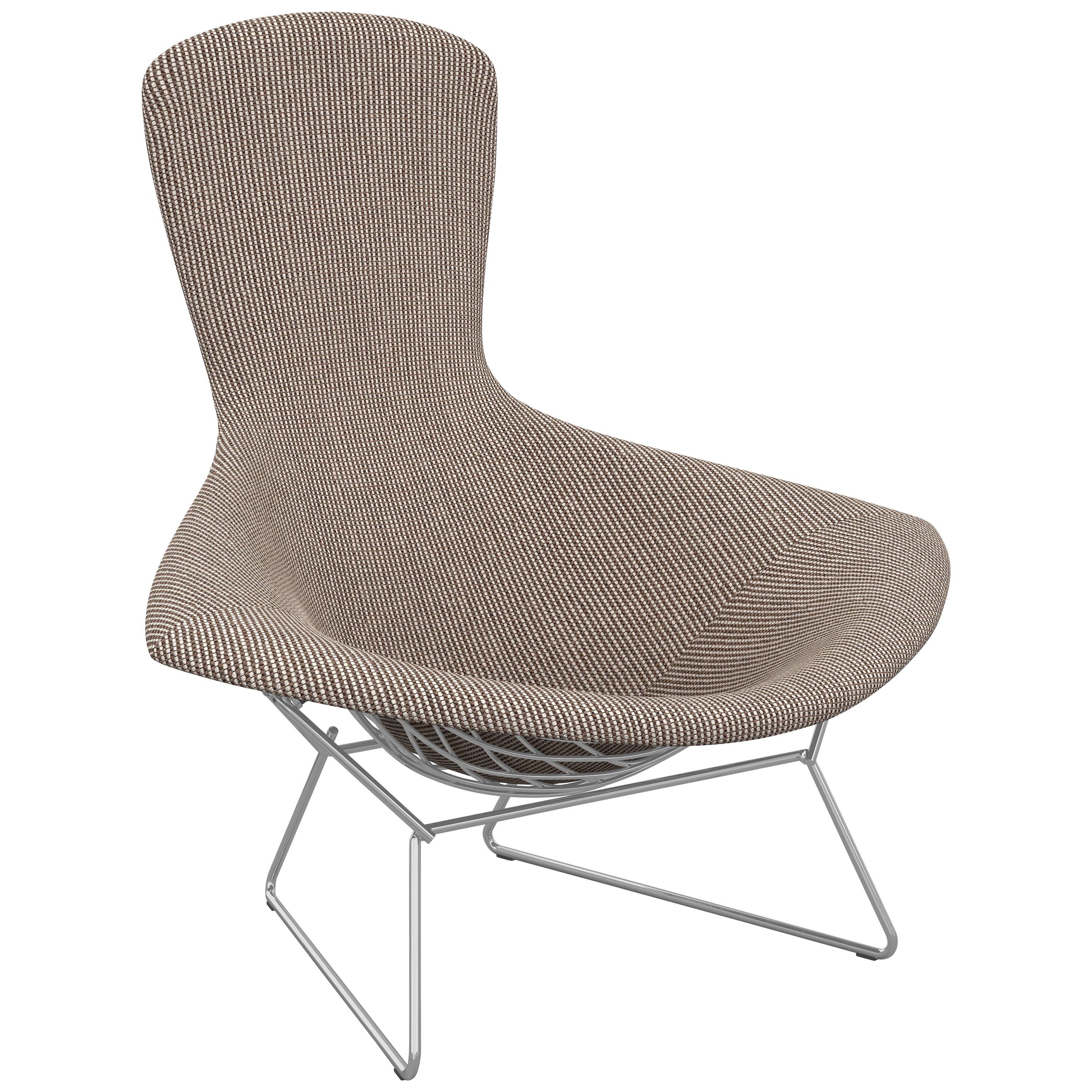 Bertoia Bird Chair in Cato/Sand Upholstery & Satin Chrome Frame For Sale