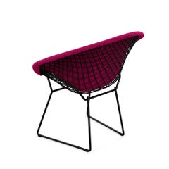 Bertoia Diamond Chair in Cato/Hot Pink Upholstery Full Cover & Black Frame