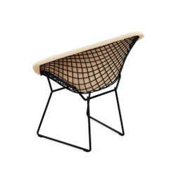 Bertoia Diamond Chair in Cato/Ivory Upholstery Full Cover & Black Frame