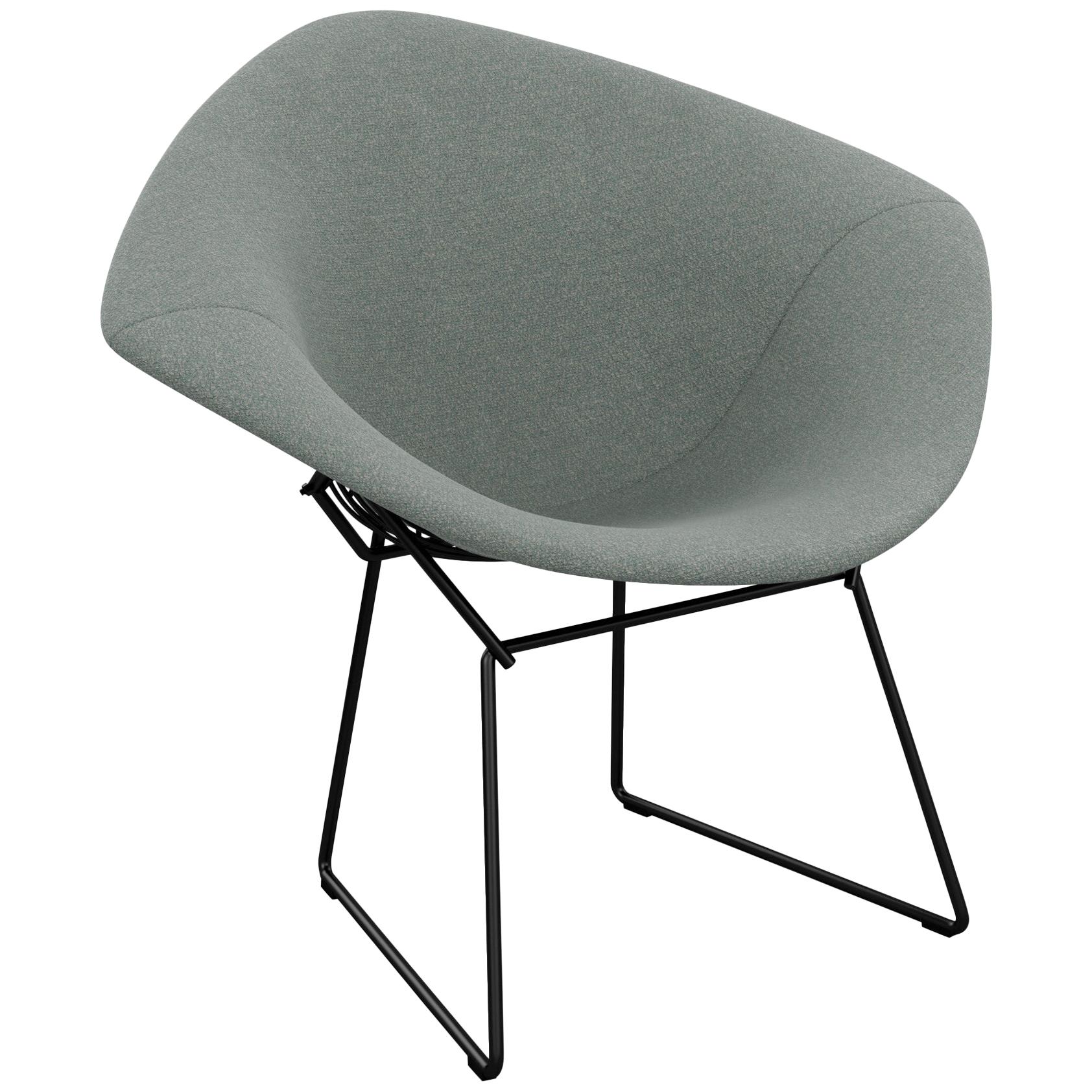 Bertoia Diamond Chair in Classic Boucle/Smoke Full Cover & Black Frame For Sale