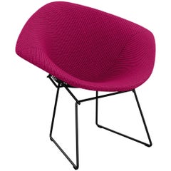 Bertoia Diamond Chair in Cato/Hot Pink Upholstery Full Cover & Black Frame