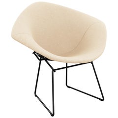 Chaise Bertoia Diamond en tissu Cato/Ivoire avec revêtement complet et cadre noir