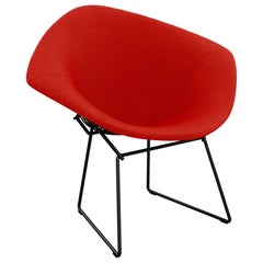 Bertoia Diamond Chair in Cato/Fire Red Upholstery Full Cover & Black Frame