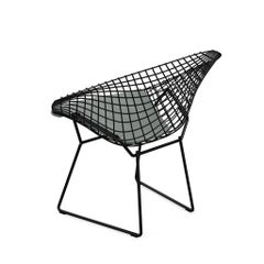 Bertoia Diamond Chair with Classic Boucle/Smoke Seat Pad & Black Frame