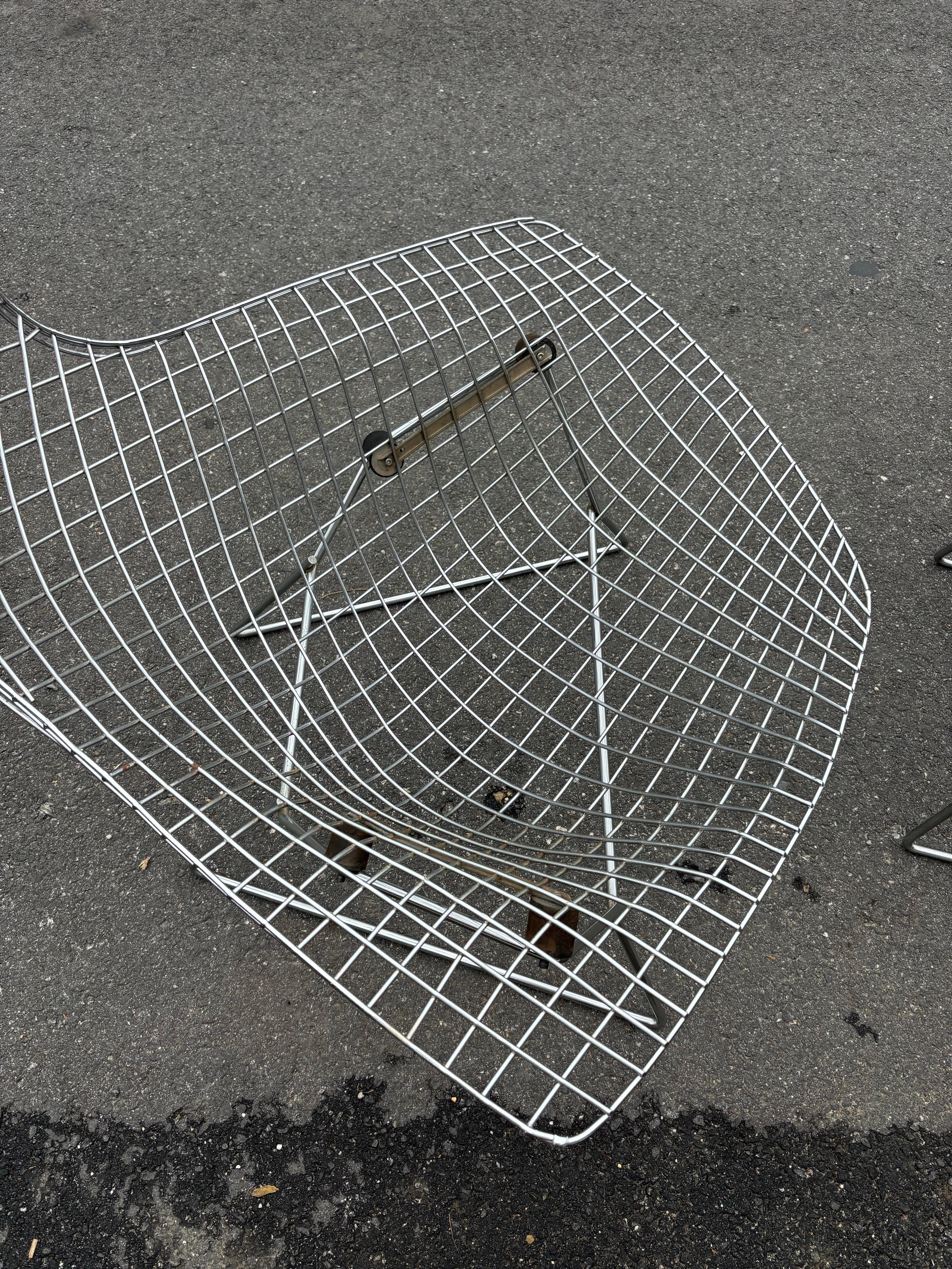 American Bertoia for Knoll Bird Chair and Ottoman in Chrome For Sale
