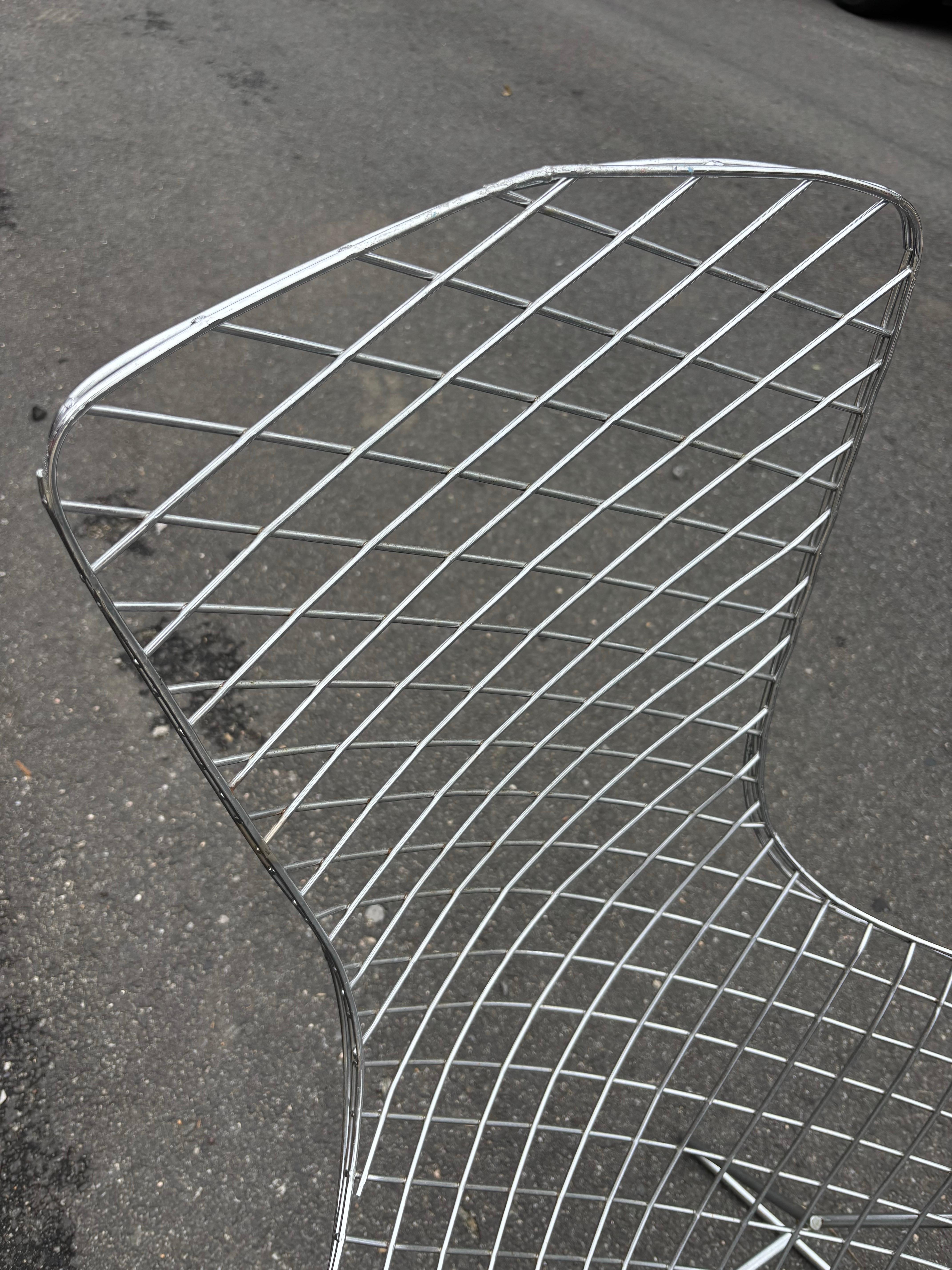 Bertoia for Knoll Bird Chair and Ottoman in Chrome In Good Condition For Sale In Philadelphia, PA