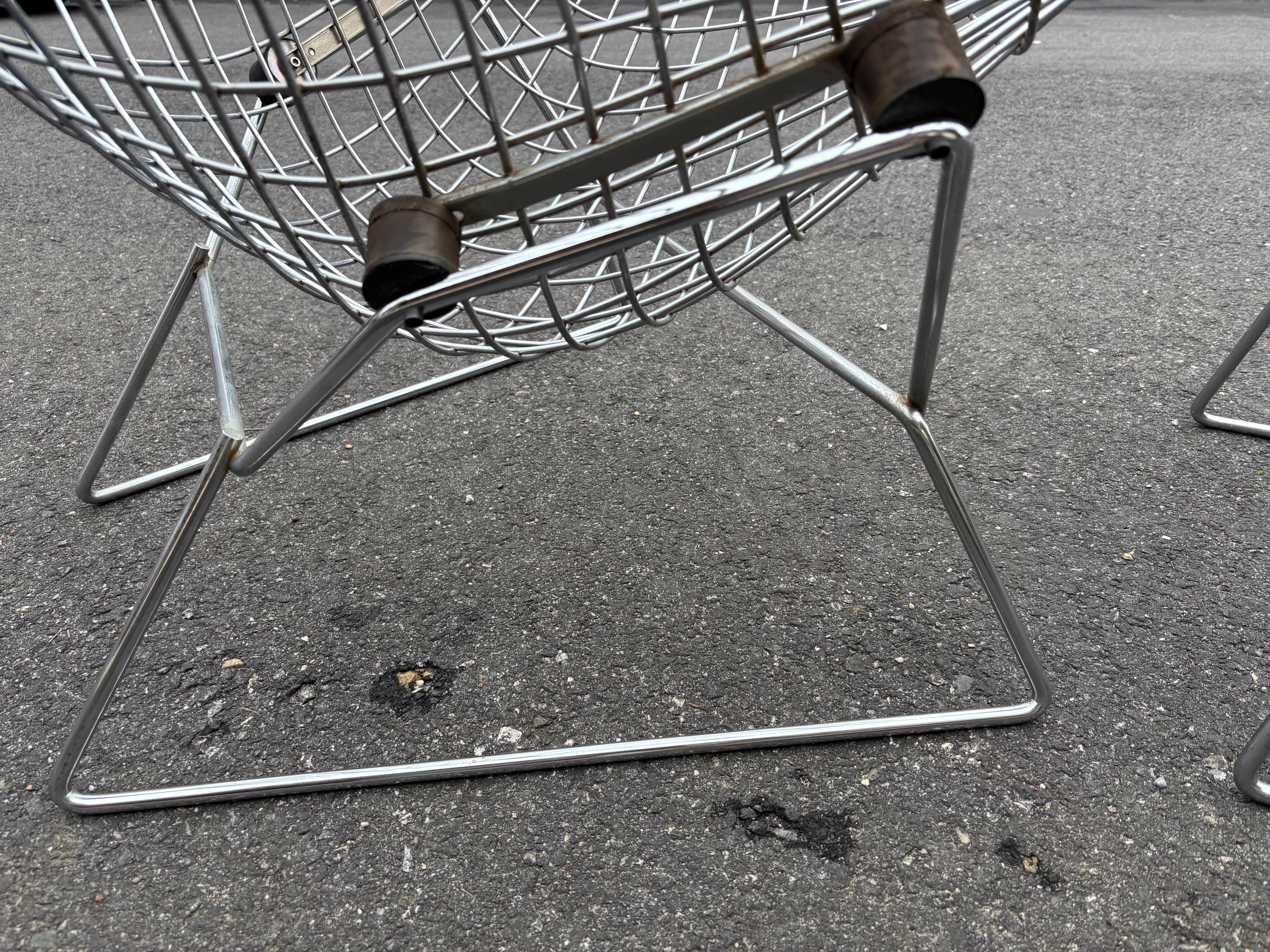 Bertoia for Knoll Bird Chair and Ottoman in Chrome For Sale 3