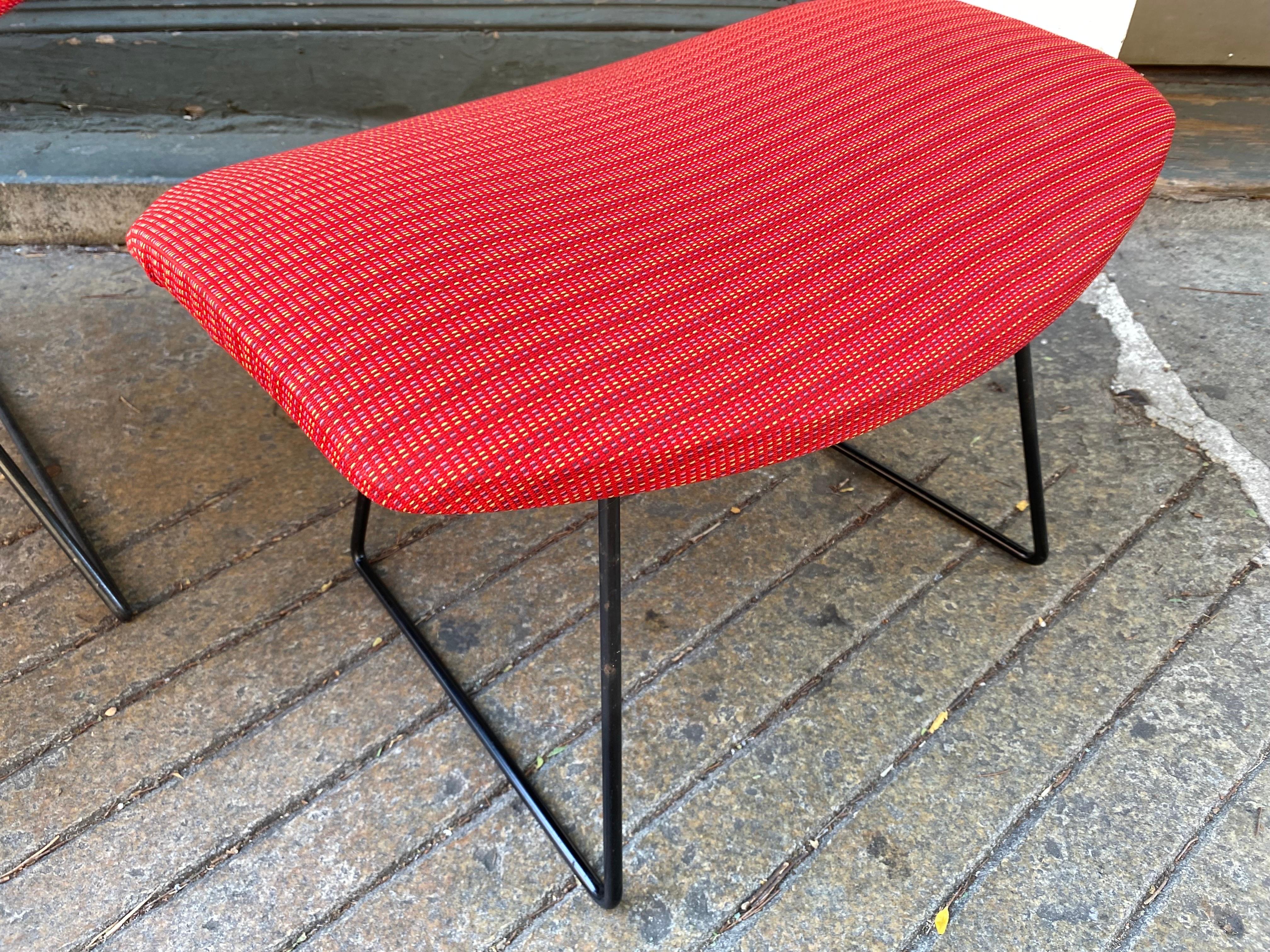Metal Bertoia for Knoll Large Diamond Chair and Ottoman with New Knoll Cover! For Sale