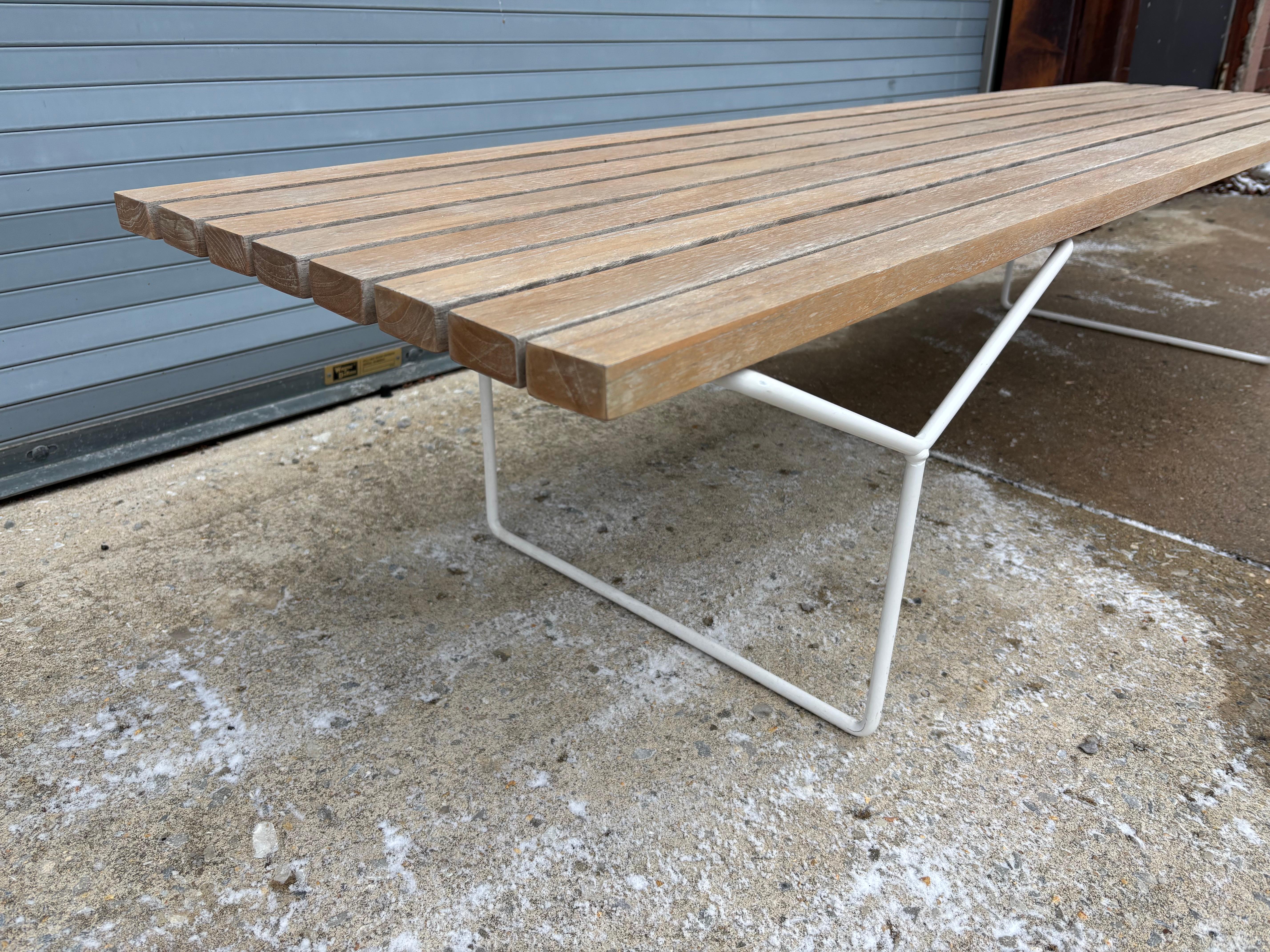 Mid-Century Modern Bertoia for Knoll Teak 72” Bench For Sale